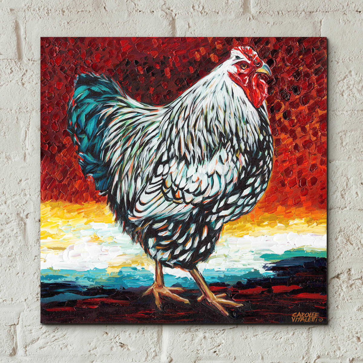 Epic Art 'Fancy Chicken I' by Carolee Vitaletti, Acrylic Glass Wall Art,12x12