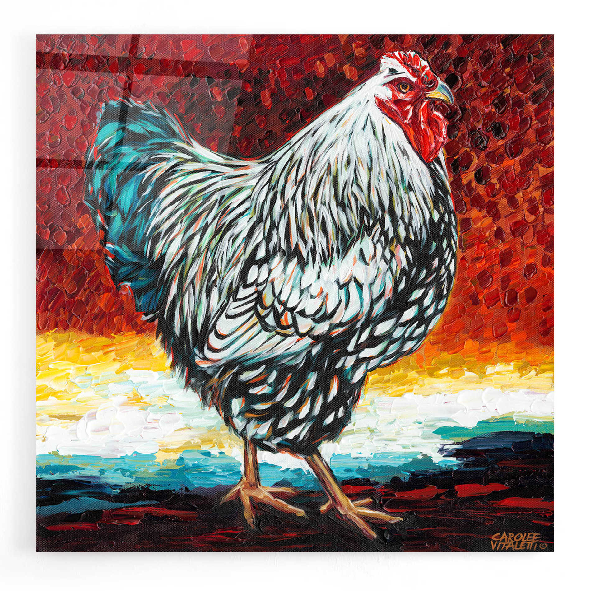 Epic Art 'Fancy Chicken I' by Carolee Vitaletti, Acrylic Glass Wall Art,12x12
