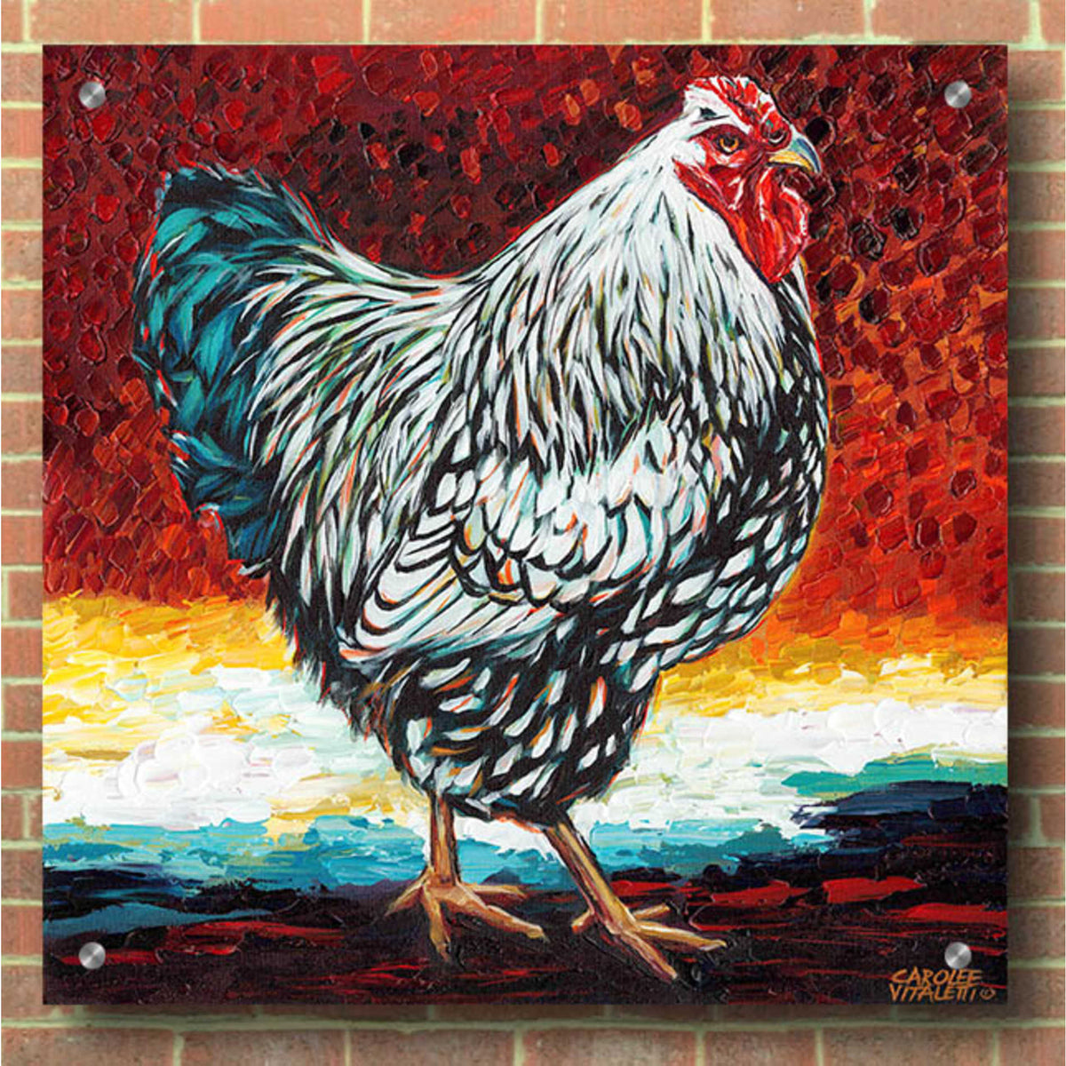 Epic Art 'Fancy Chicken I' by Carolee Vitaletti, Acrylic Glass Wall Art,36x36