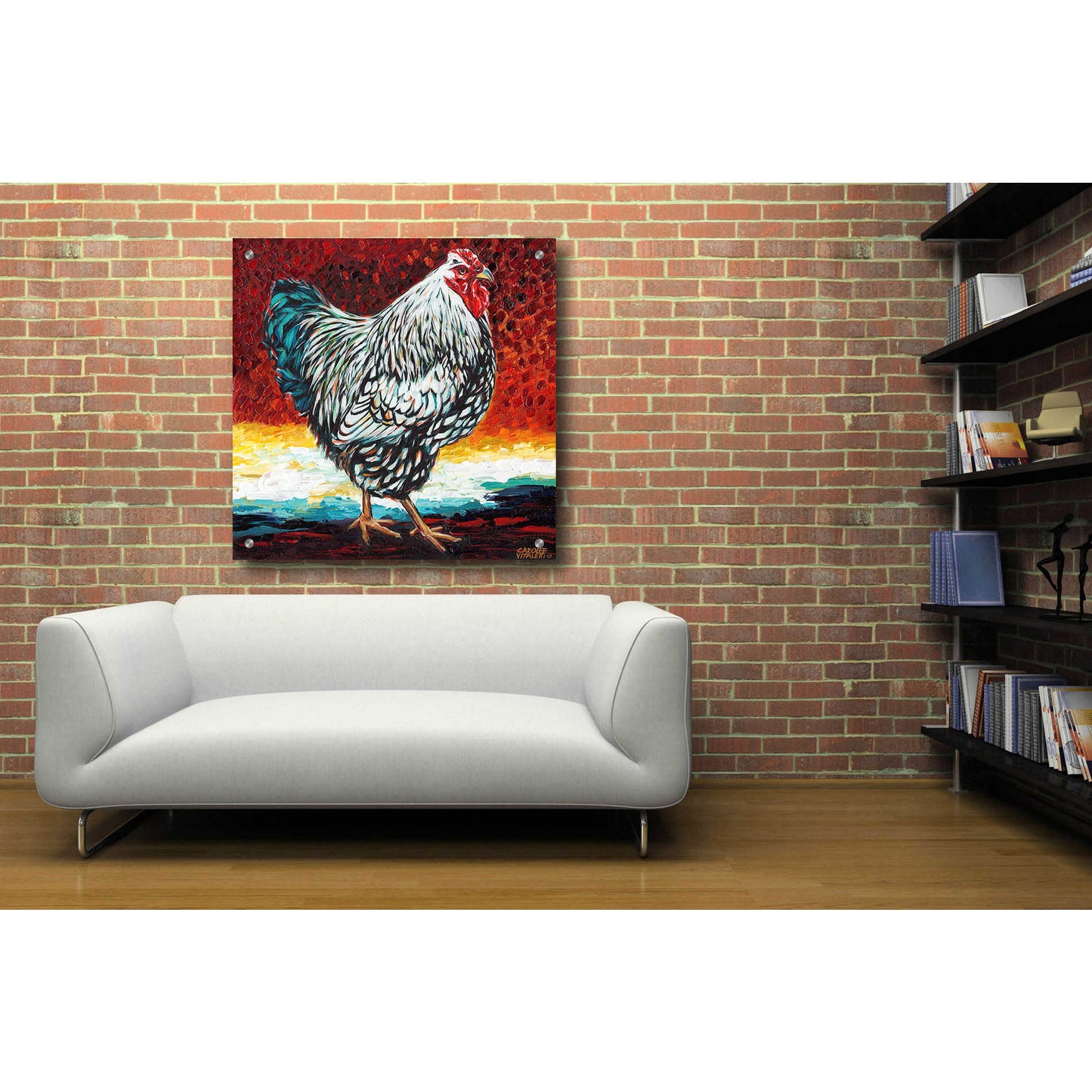 Epic Art 'Fancy Chicken I' by Carolee Vitaletti, Acrylic Glass Wall Art,36x36