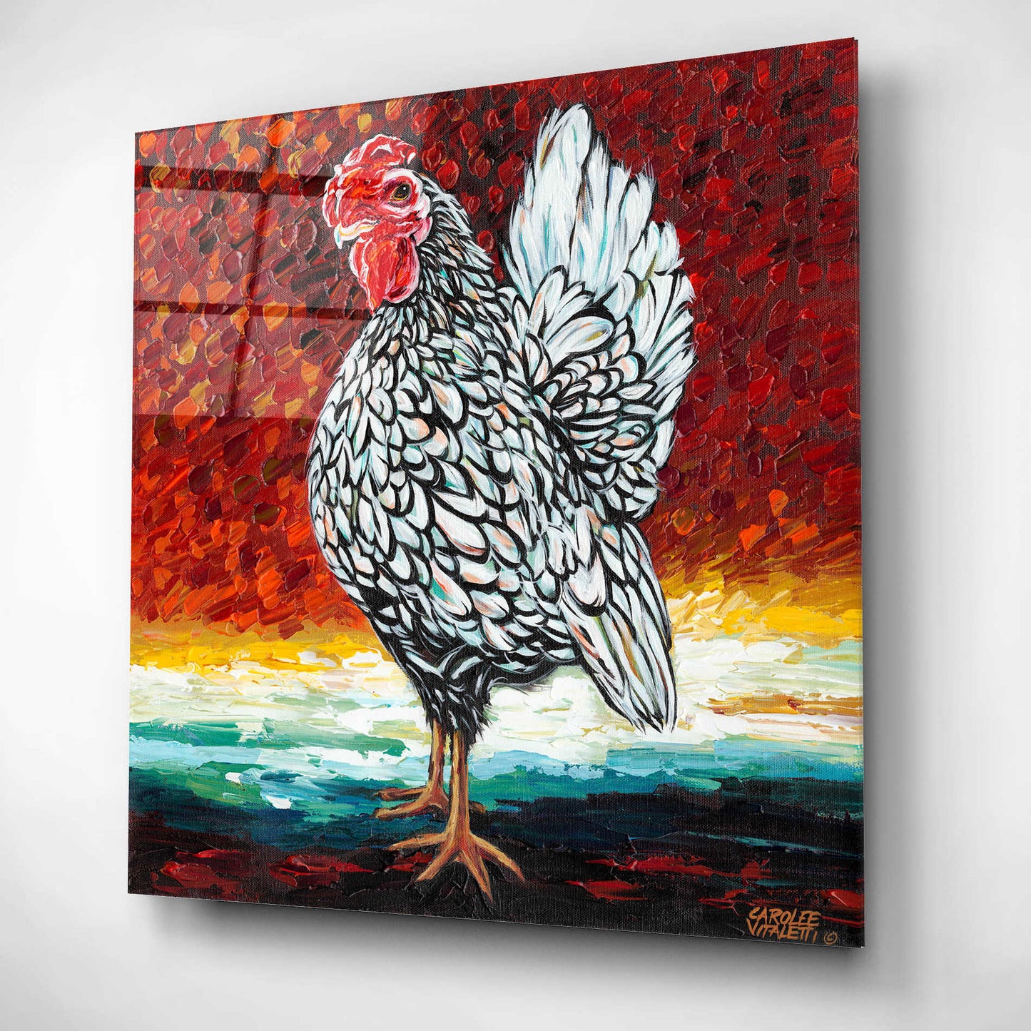 Epic Art 'Fancy Chicken II' by Carolee Vitaletti, Acrylic Glass Wall Art,12x12