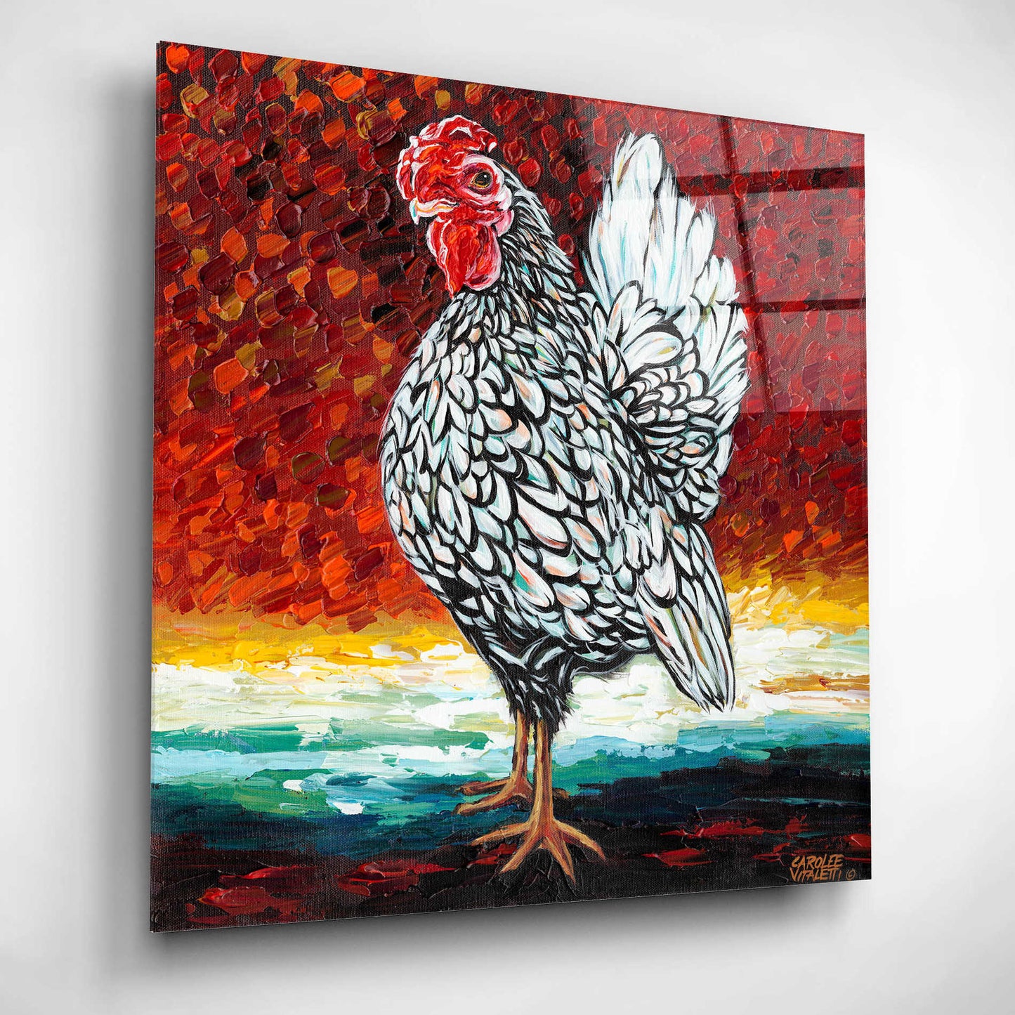 Epic Art 'Fancy Chicken II' by Carolee Vitaletti, Acrylic Glass Wall Art,12x12