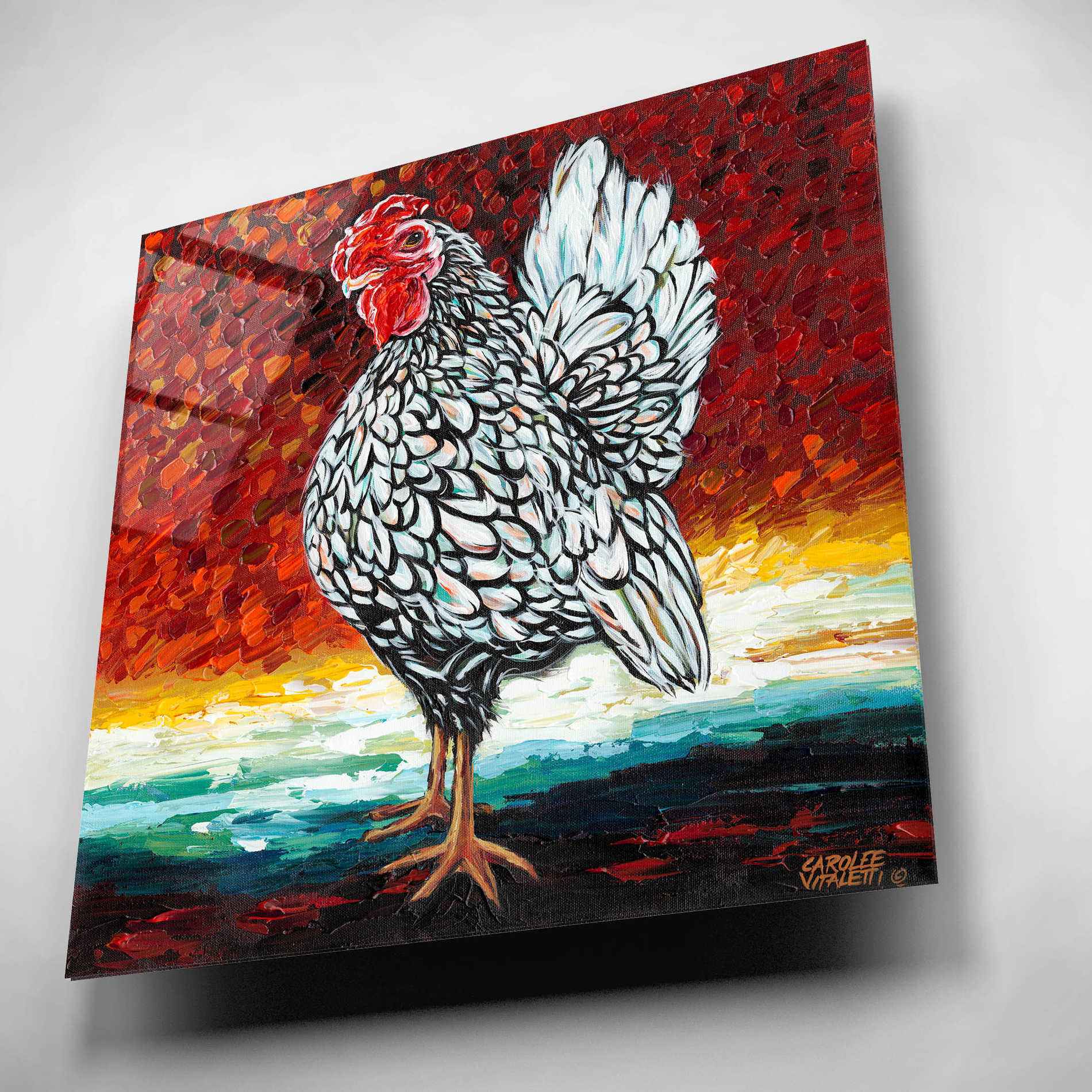 Epic Art 'Fancy Chicken II' by Carolee Vitaletti, Acrylic Glass Wall Art,12x12