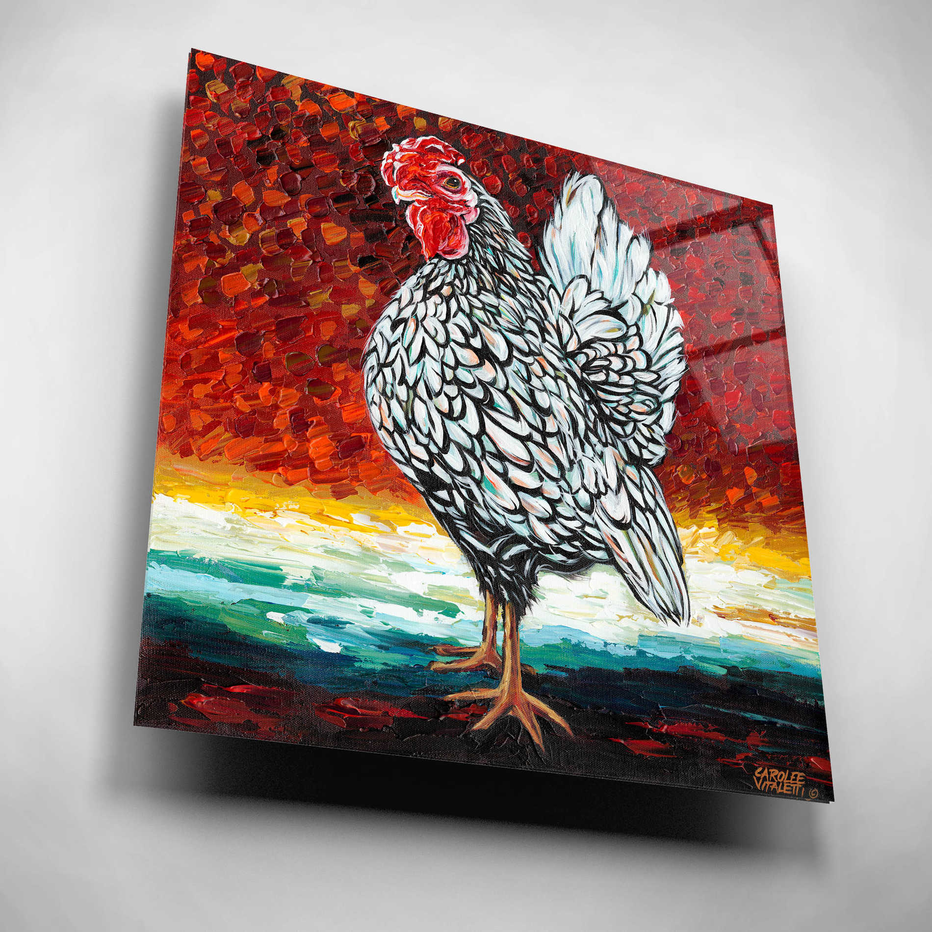 Epic Art 'Fancy Chicken II' by Carolee Vitaletti, Acrylic Glass Wall Art,12x12