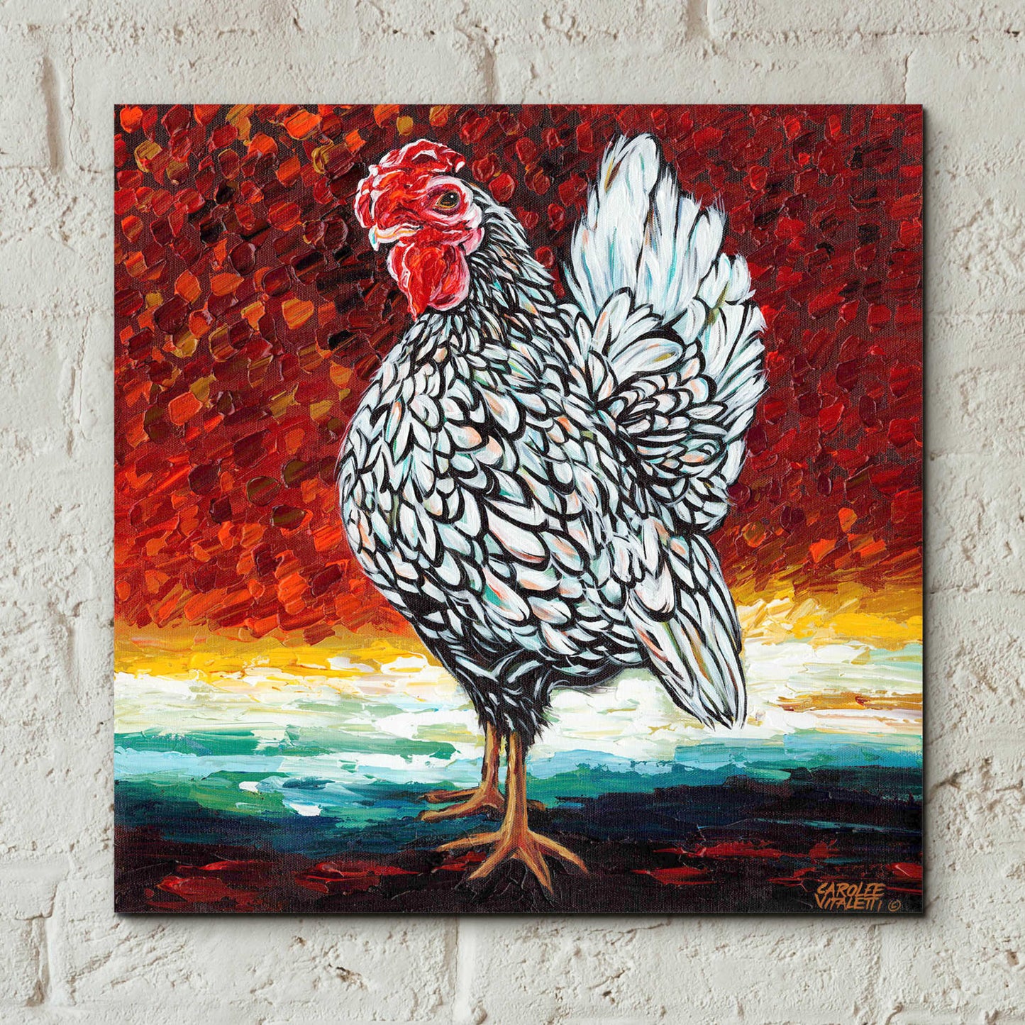 Epic Art 'Fancy Chicken II' by Carolee Vitaletti, Acrylic Glass Wall Art,12x12