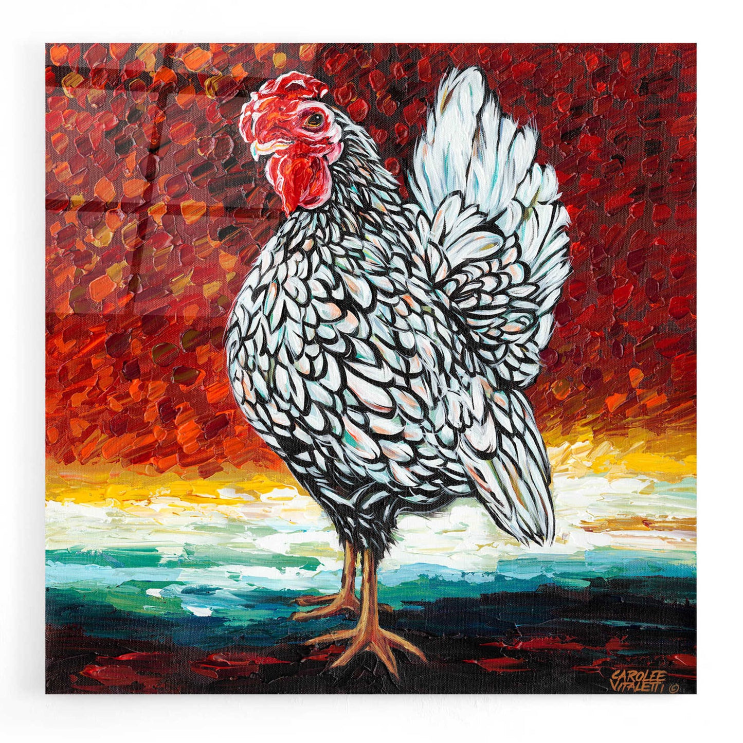 Epic Art 'Fancy Chicken II' by Carolee Vitaletti, Acrylic Glass Wall Art,12x12