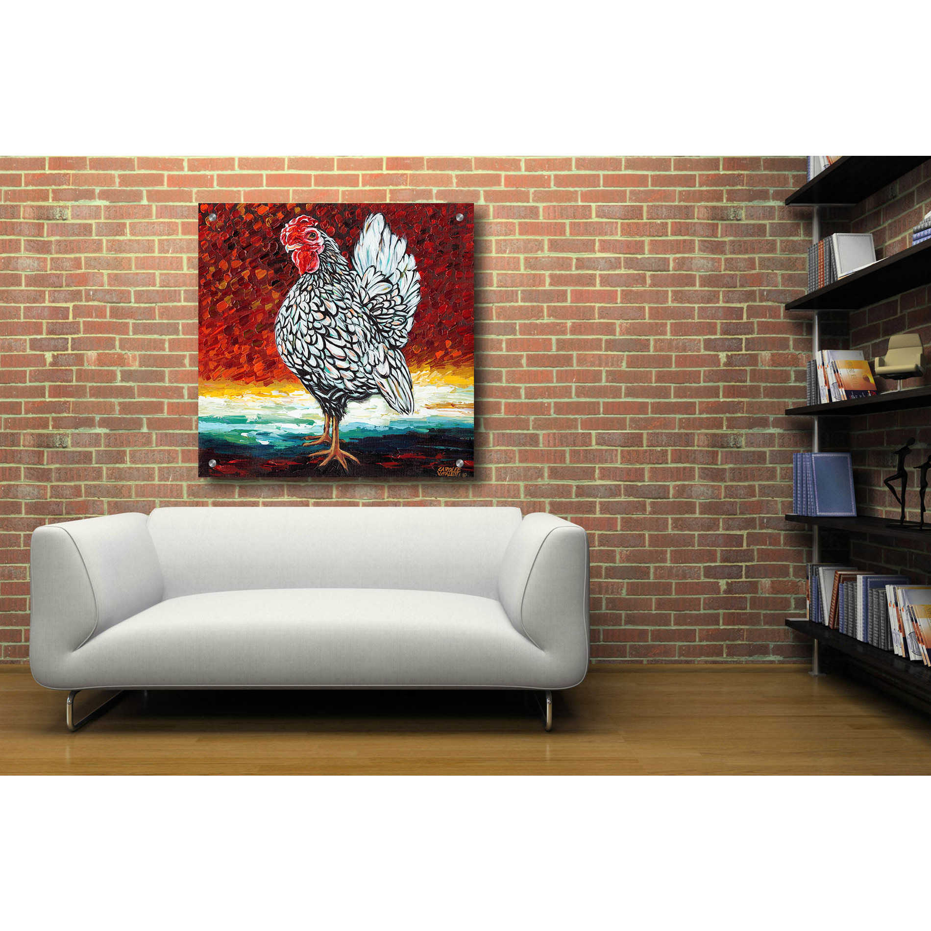 Epic Art 'Fancy Chicken II' by Carolee Vitaletti, Acrylic Glass Wall Art,36x36
