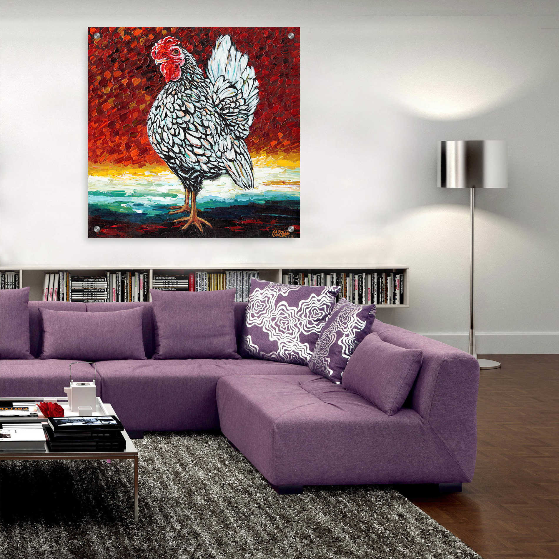 Epic Art 'Fancy Chicken II' by Carolee Vitaletti, Acrylic Glass Wall Art,36x36