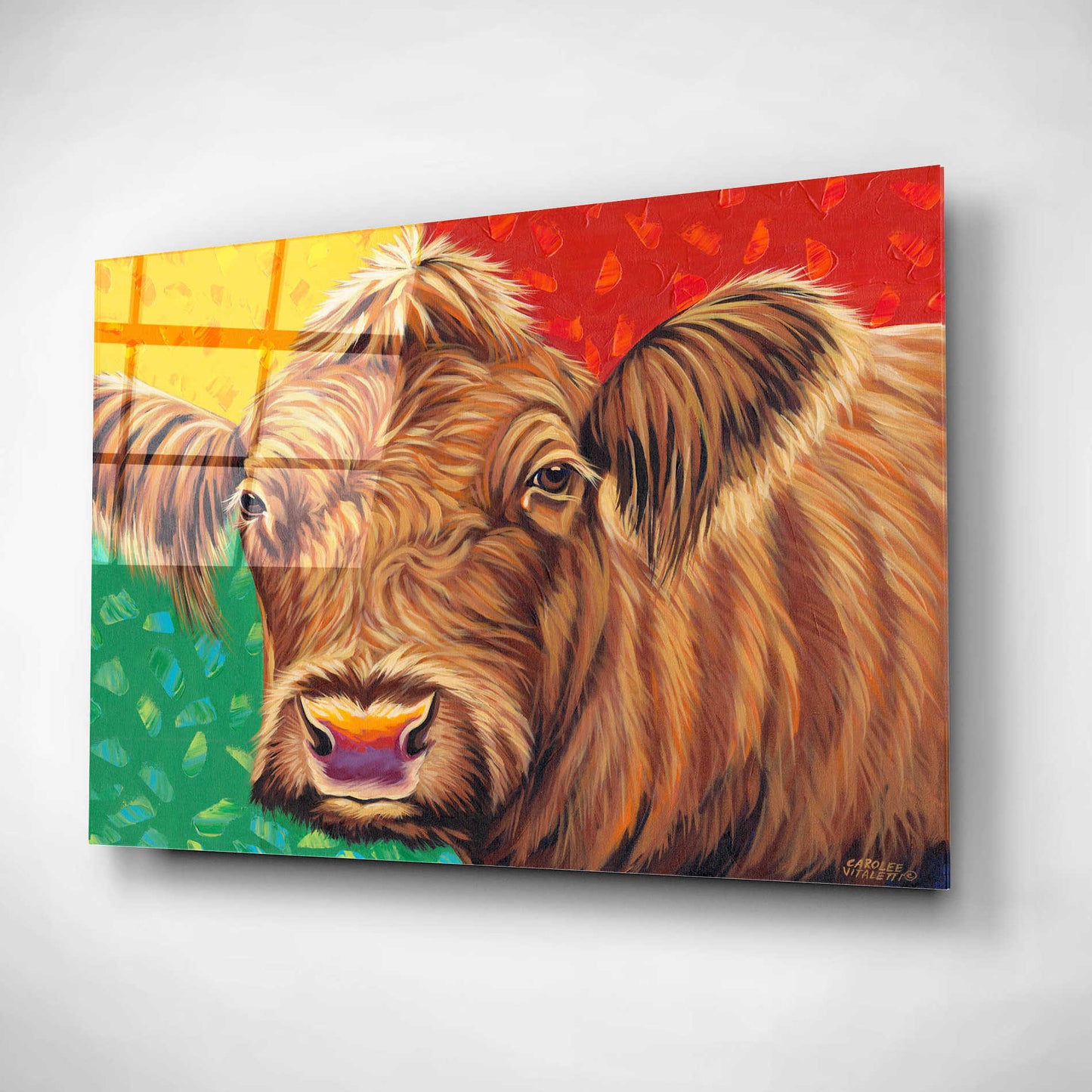 Epic Art 'Colorful Country Cows I' by Carolee Vitaletti, Acrylic Glass Wall Art,16x12