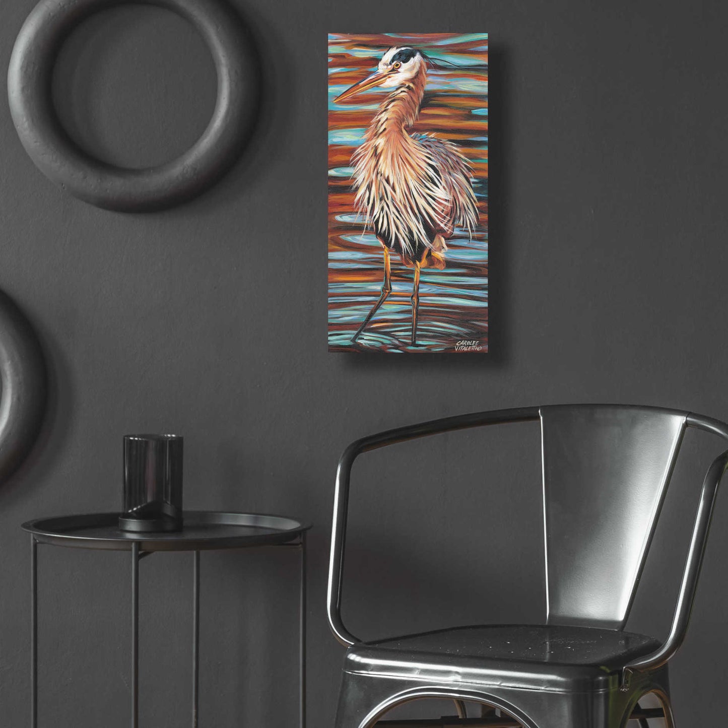 Epic Art 'Watchful Heron I' by Carolee Vitaletti, Acrylic Glass Wall Art,12x24