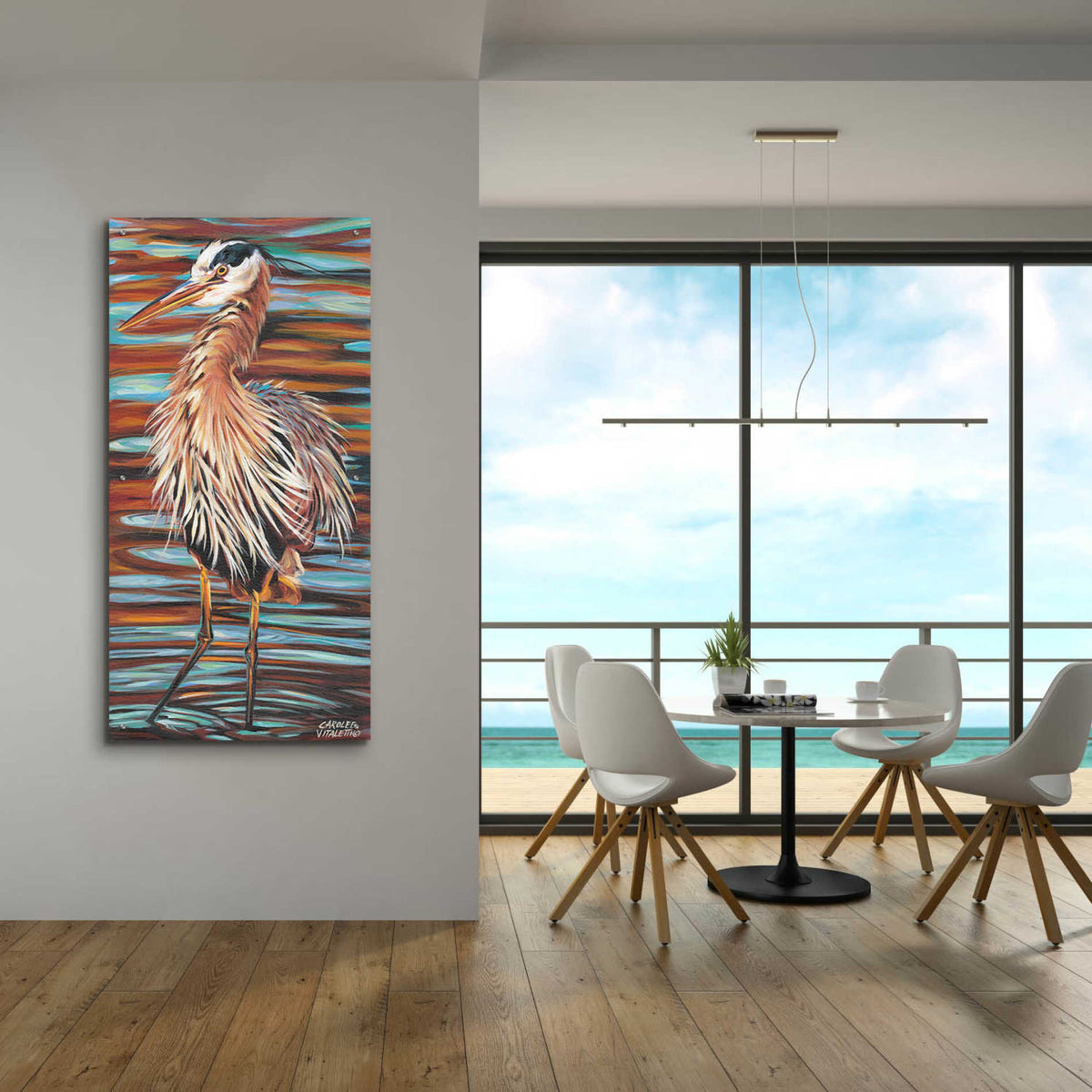 Epic Art 'Watchful Heron I' by Carolee Vitaletti, Acrylic Glass Wall Art,24x48