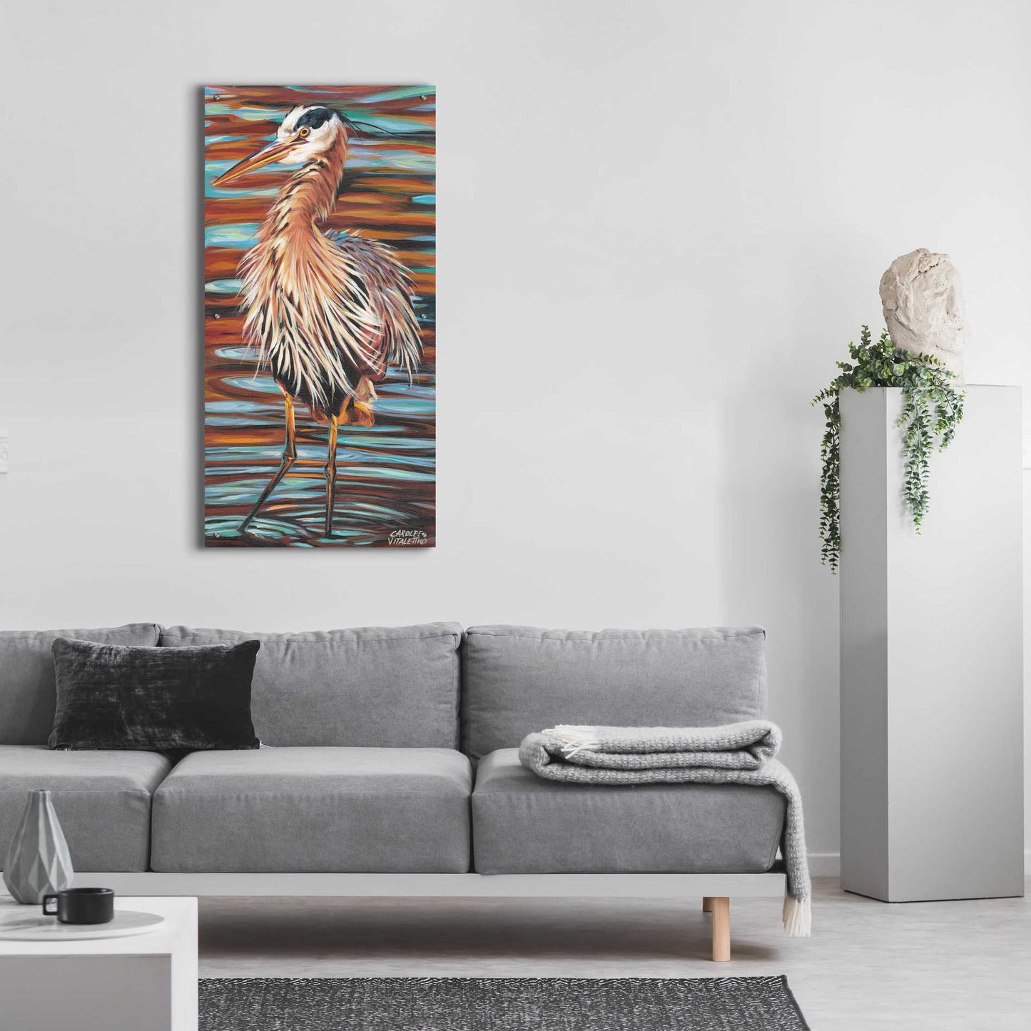Epic Art 'Watchful Heron I' by Carolee Vitaletti, Acrylic Glass Wall Art,24x48