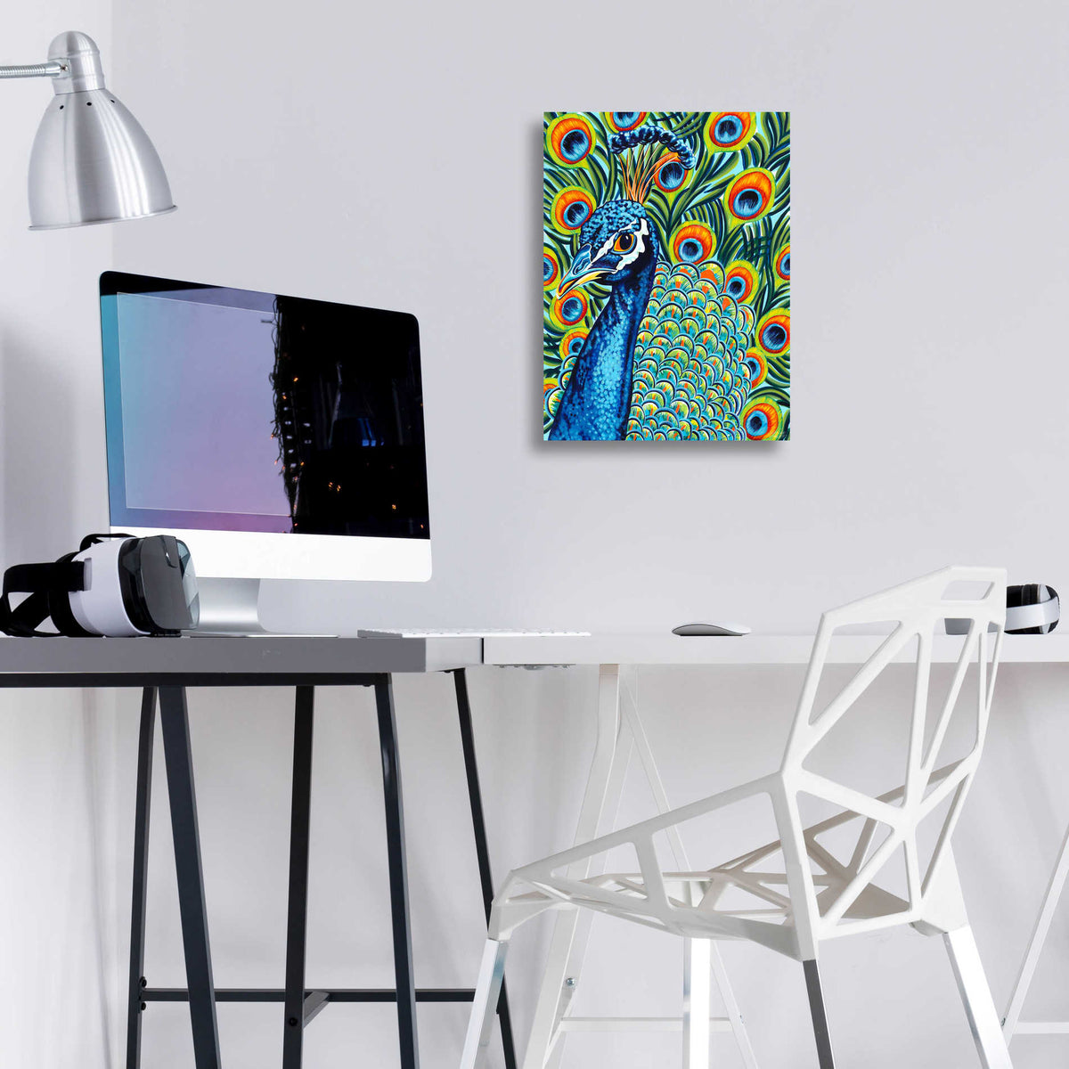 Epic Art 'Plumed Peacock II' by Carolee Vitaletti, Acrylic Glass Wall Art,12x16
