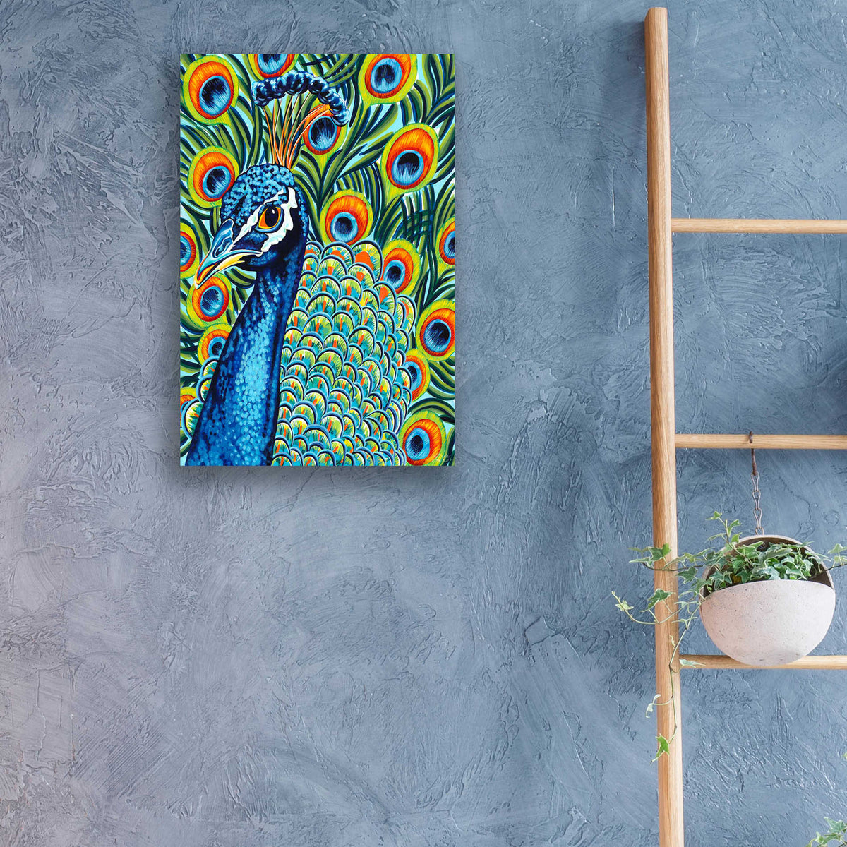 Epic Art 'Plumed Peacock II' by Carolee Vitaletti, Acrylic Glass Wall Art,16x24