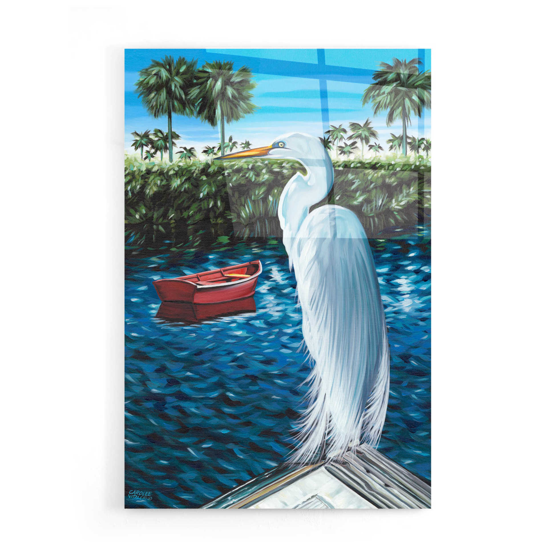 Epic Art 'Peaceful Heron I' by Carolee Vitaletti, Acrylic Glass Wall Art,16x24