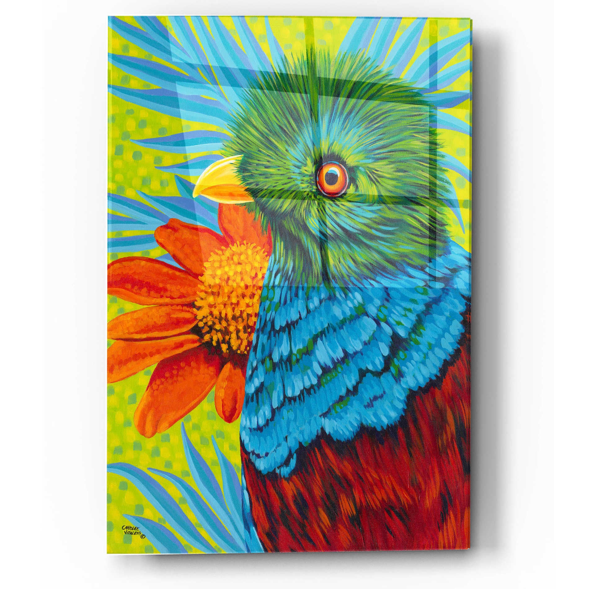 Epic Art 'Bird in the Tropics I' by Carolee Vitaletti, Acrylic Glass Wall Art,12x16