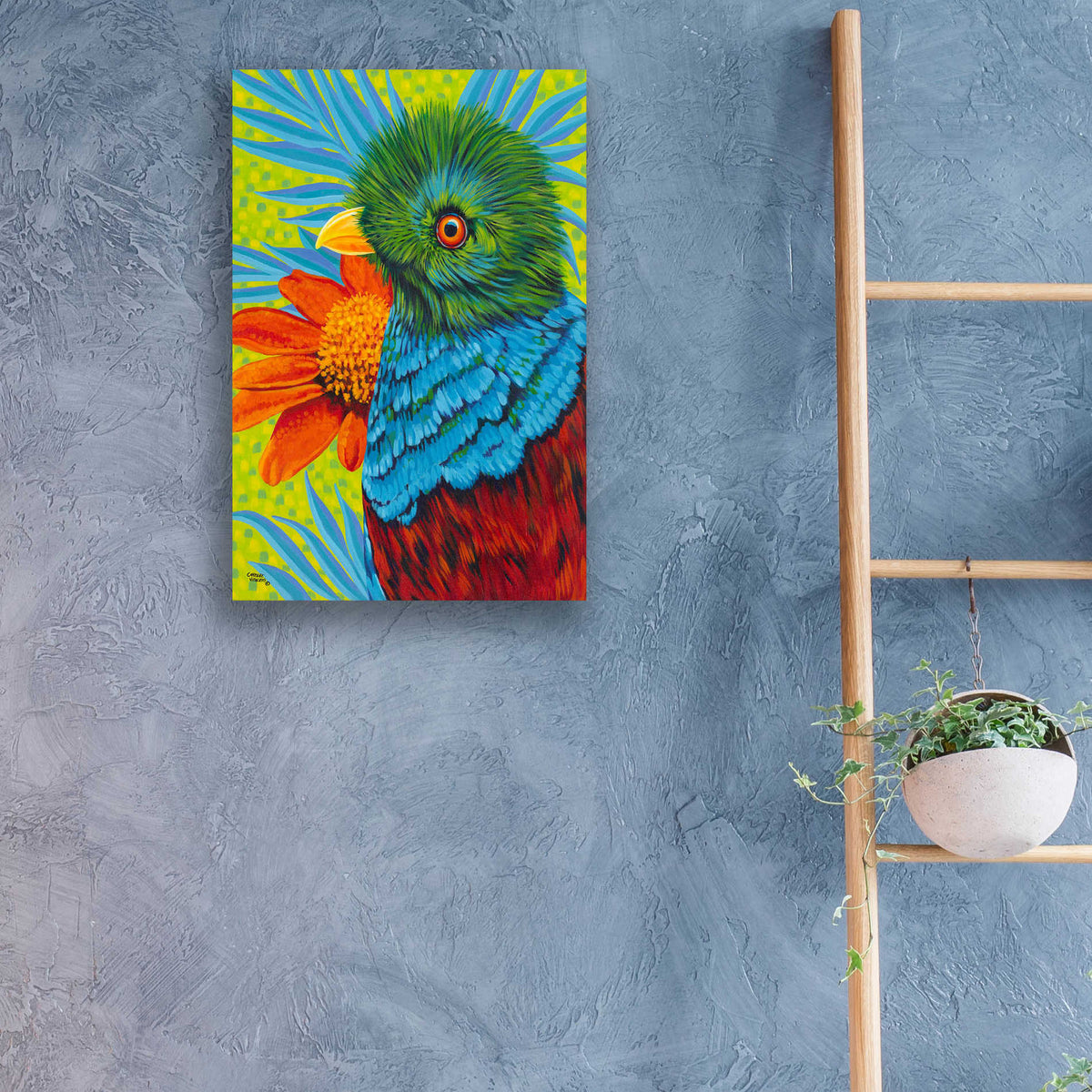 Epic Art 'Bird in the Tropics I' by Carolee Vitaletti, Acrylic Glass Wall Art,16x24