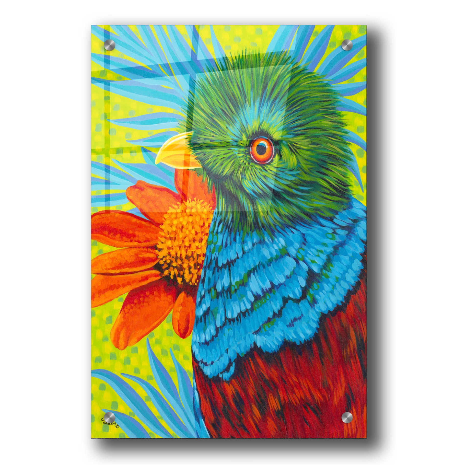 Epic Art 'Bird in the Tropics I' by Carolee Vitaletti, Acrylic Glass Wall Art,24x36