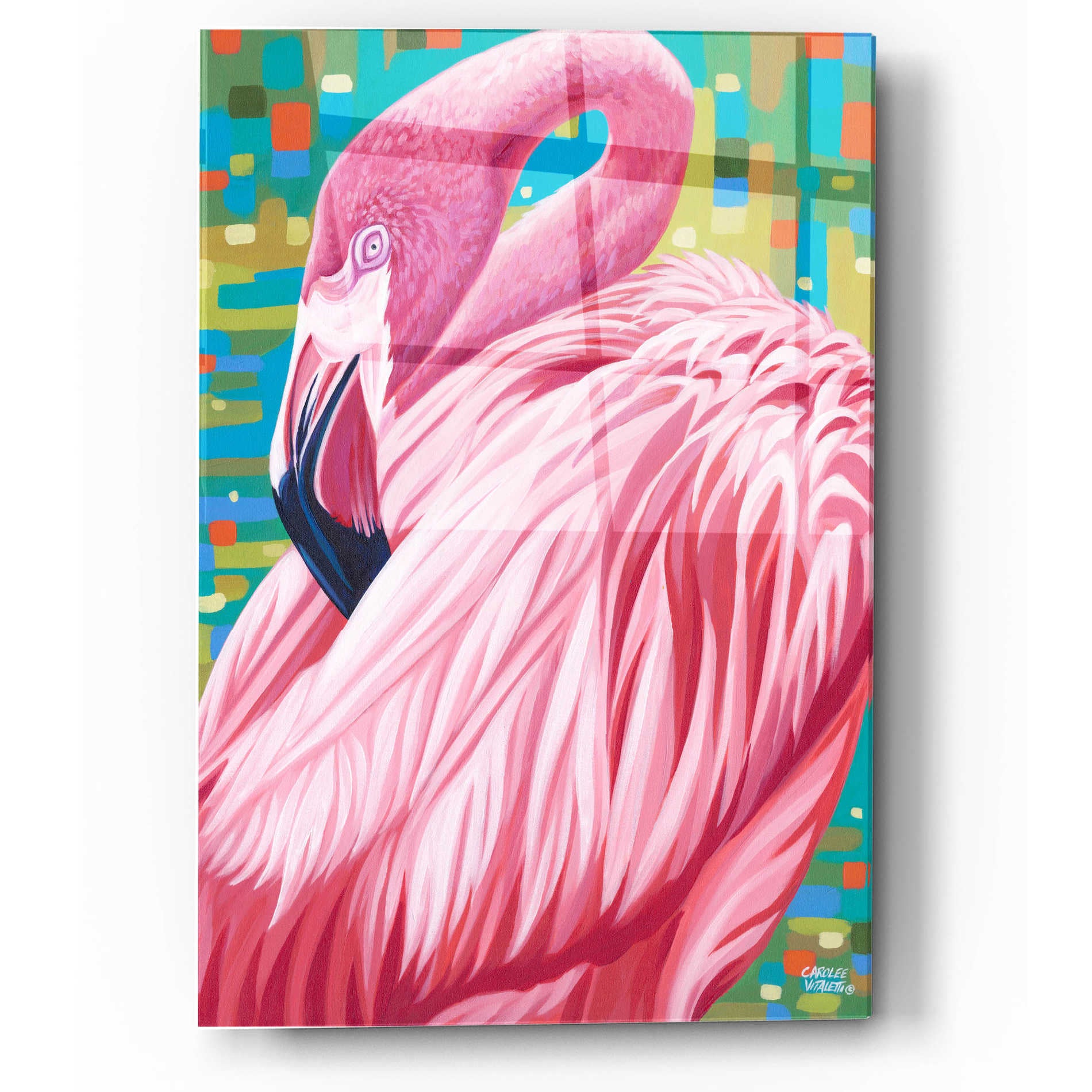 Epic Art 'Fabulous Flamingos I' by Carolee Vitaletti, Acrylic Glass Wall Art,12x16