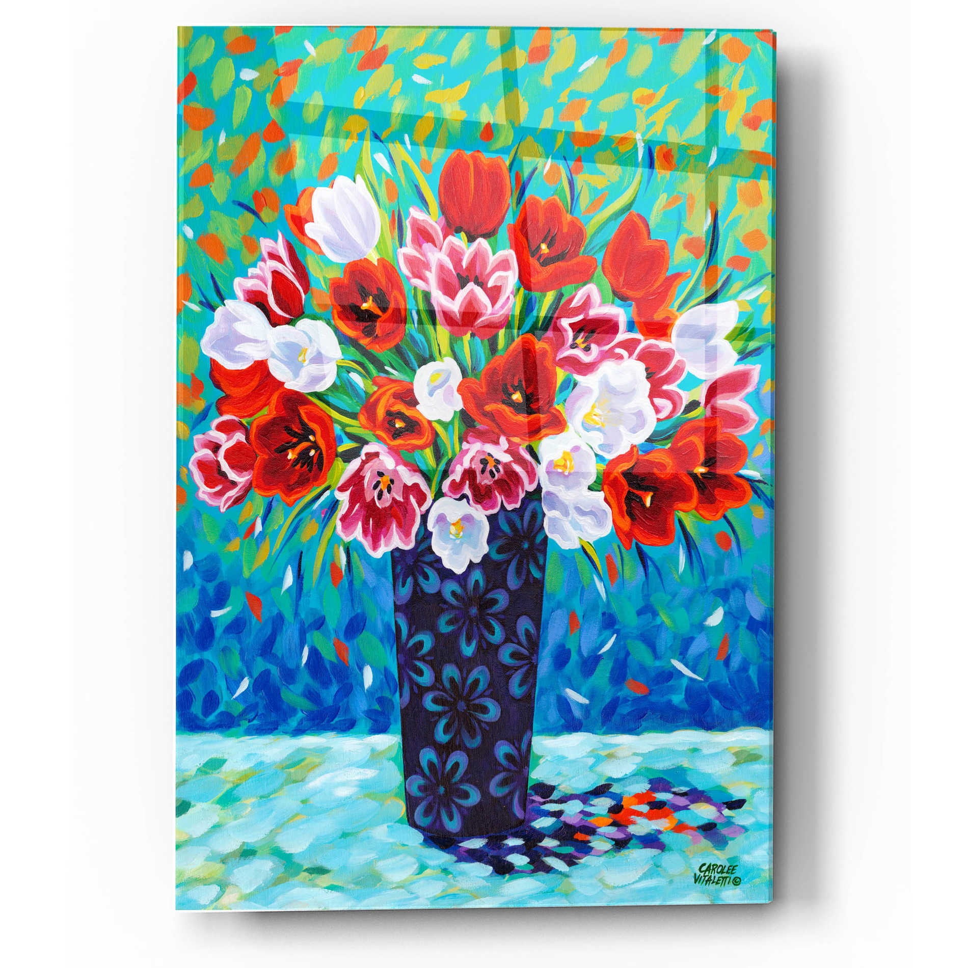 Epic Art 'Vivid Poppies II' by Carolee Vitaletti, Acrylic Glass Wall Art,12x16