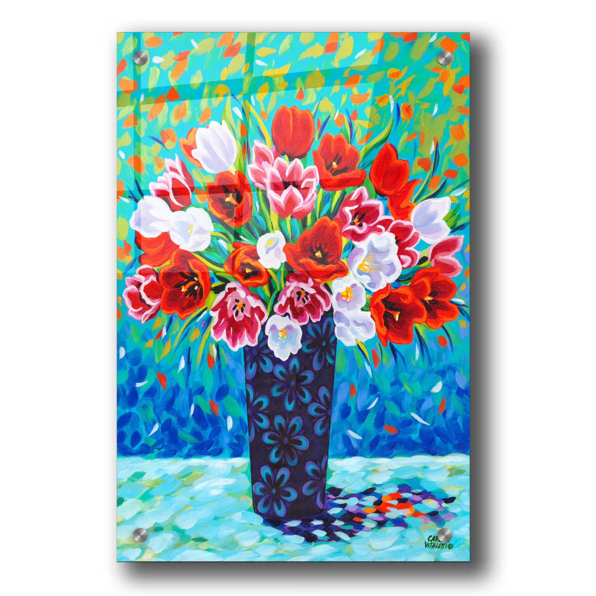 Epic Art 'Vivid Poppies II' by Carolee Vitaletti, Acrylic Glass Wall Art,24x36