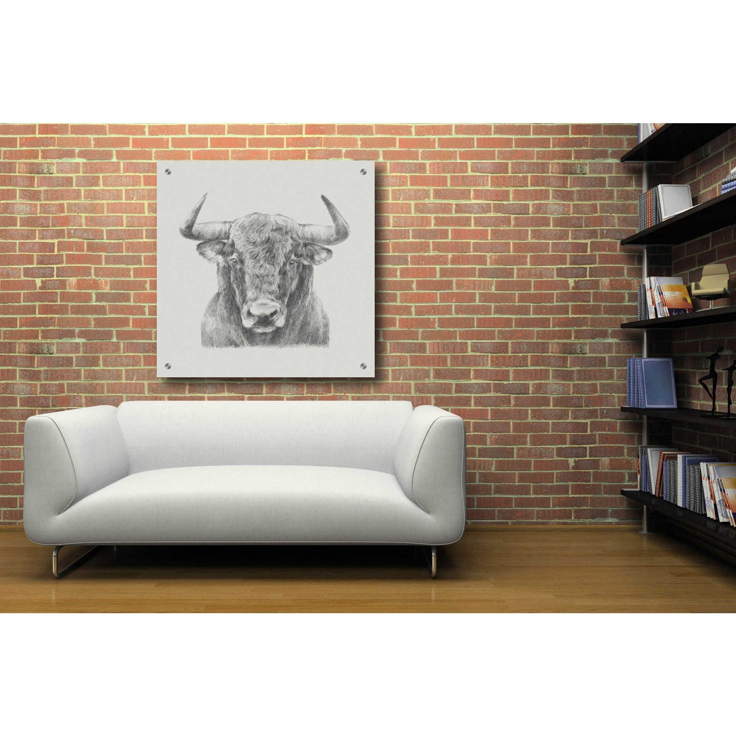 Epic Art 'Black & White Bull' by Ethan Harper, Acrylic Glass Wall Art,36x36