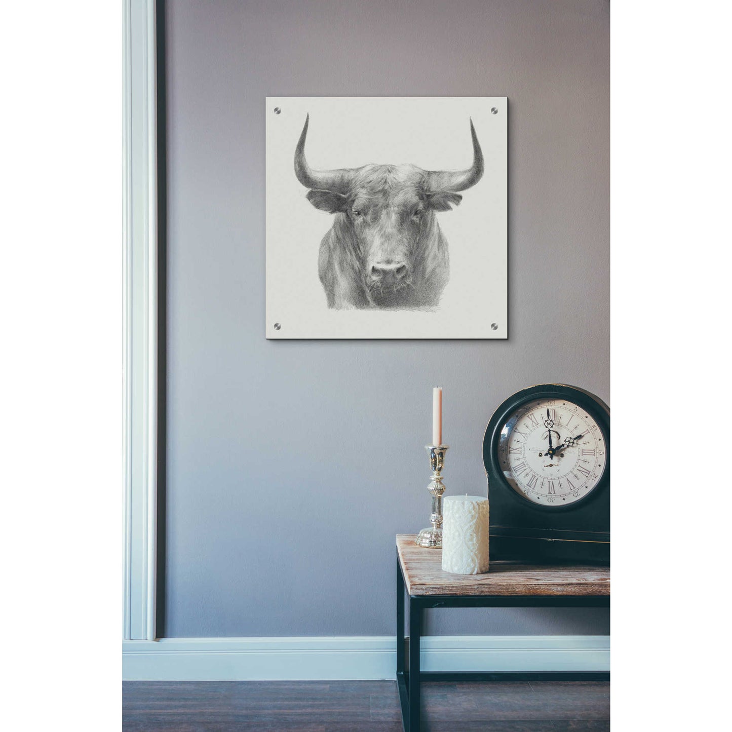 Epic Art 'Black Bull' by Ethan Harper, Acrylic Glass Wall Art,24x24