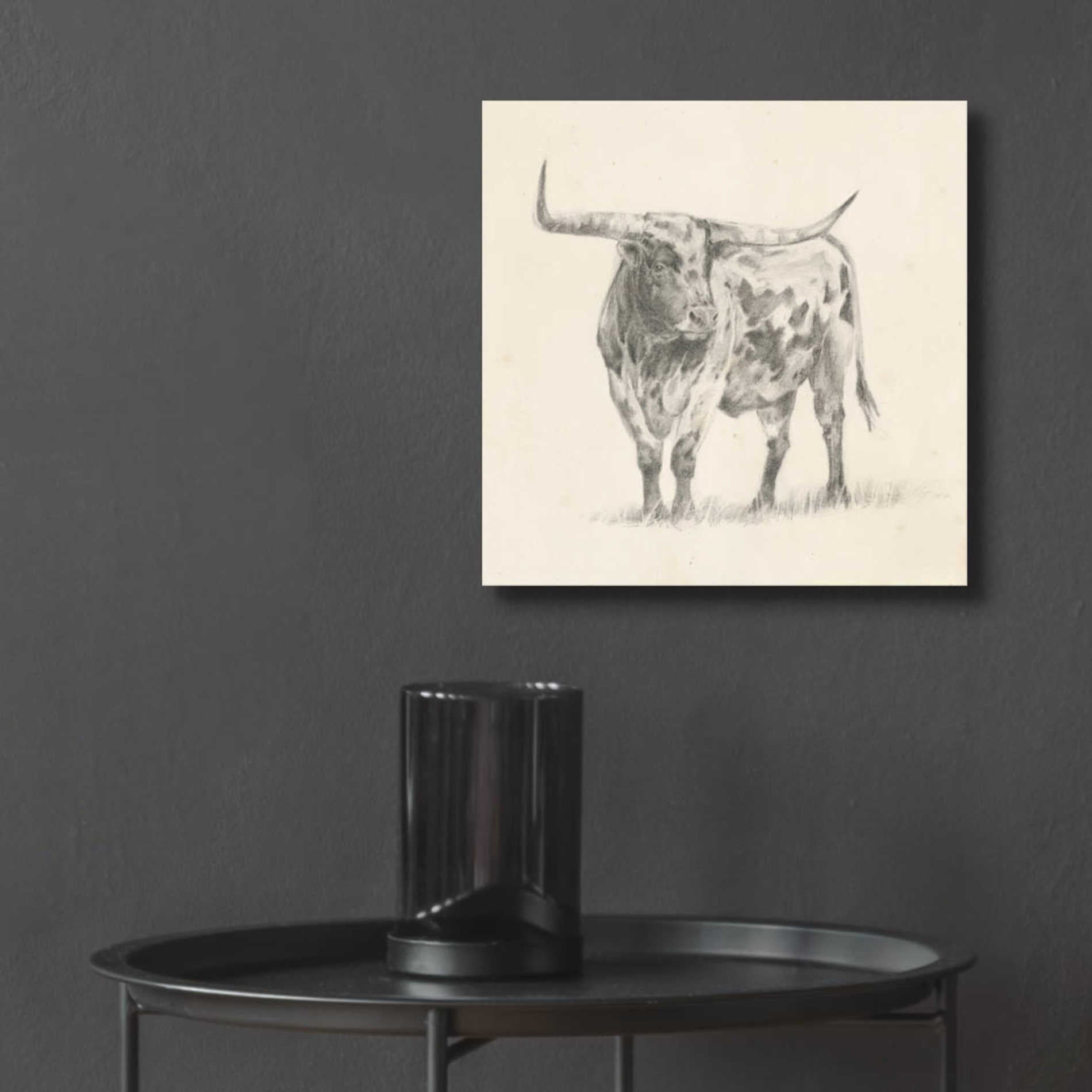 Epic Art 'Longhorn Steer Sketch II' by Ethan Harper, Acrylic Glass Wall Art,12x12