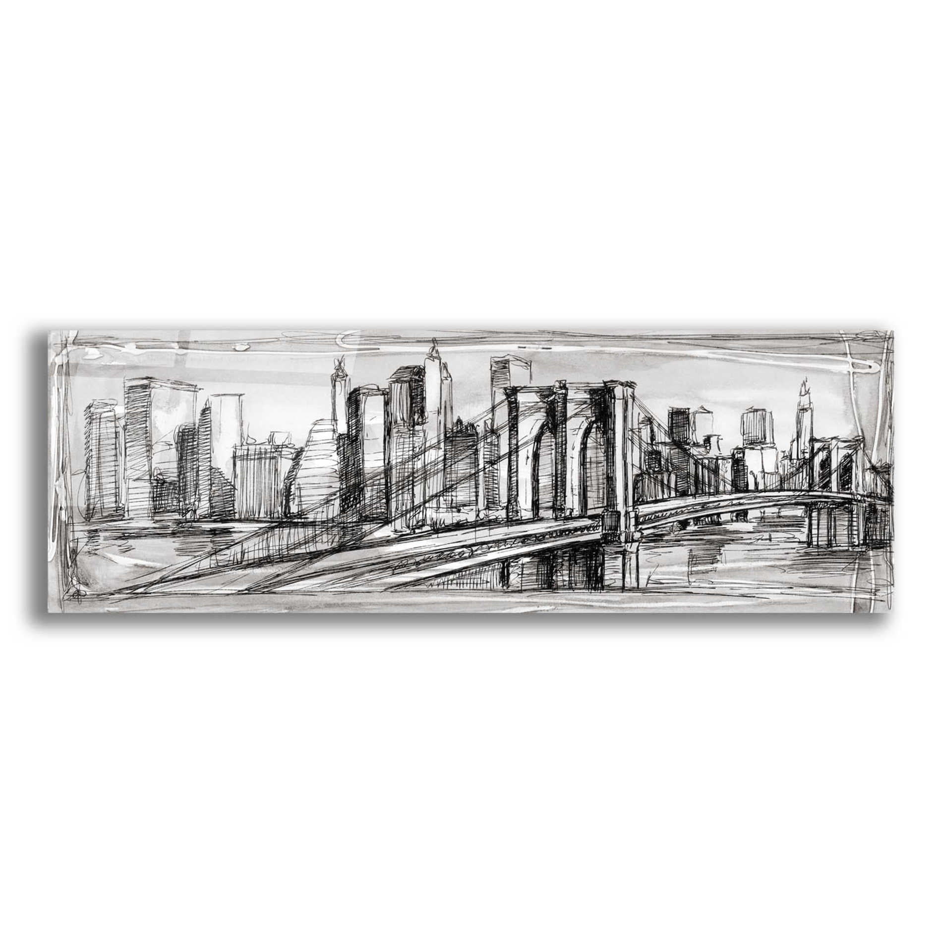 Epic Art 'Pen & Ink Cityscape II' by Ethan Harper, Acrylic Glass Wall Art,36x12
