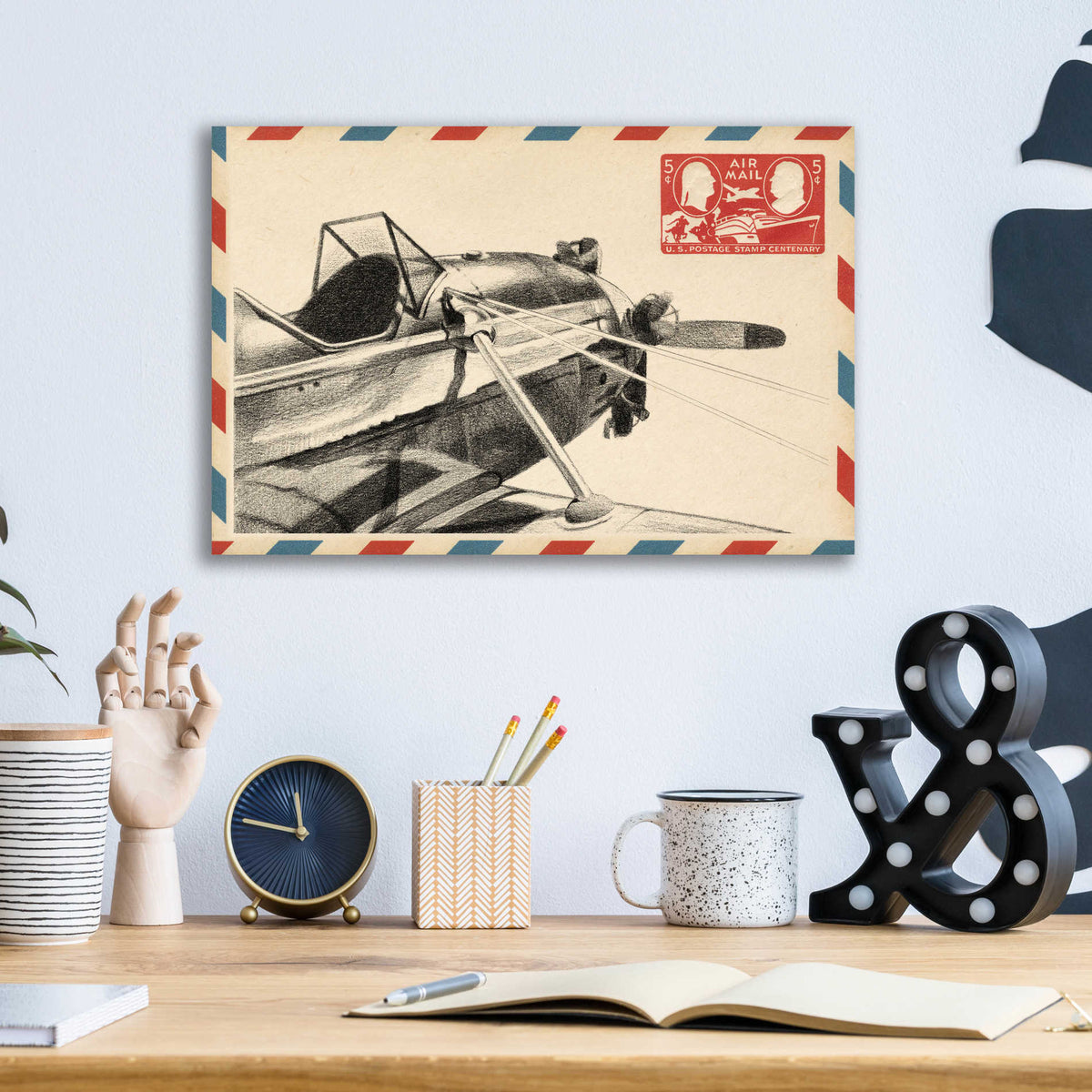 Epic Art 'Small Vintage Airmail I' by Ethan Harper, Acrylic Glass Wall Art,16x12