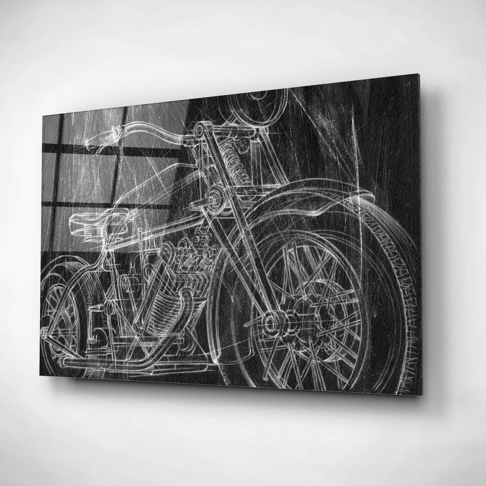 Epic Art 'Motorcycle Mechanical Sketch I' by Ethan Harper, Acrylic Glass Wall Art,16x12