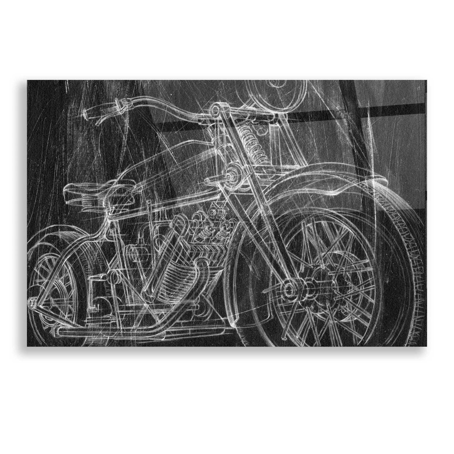 Epic Art 'Motorcycle Mechanical Sketch I' by Ethan Harper, Acrylic Glass Wall Art,16x12