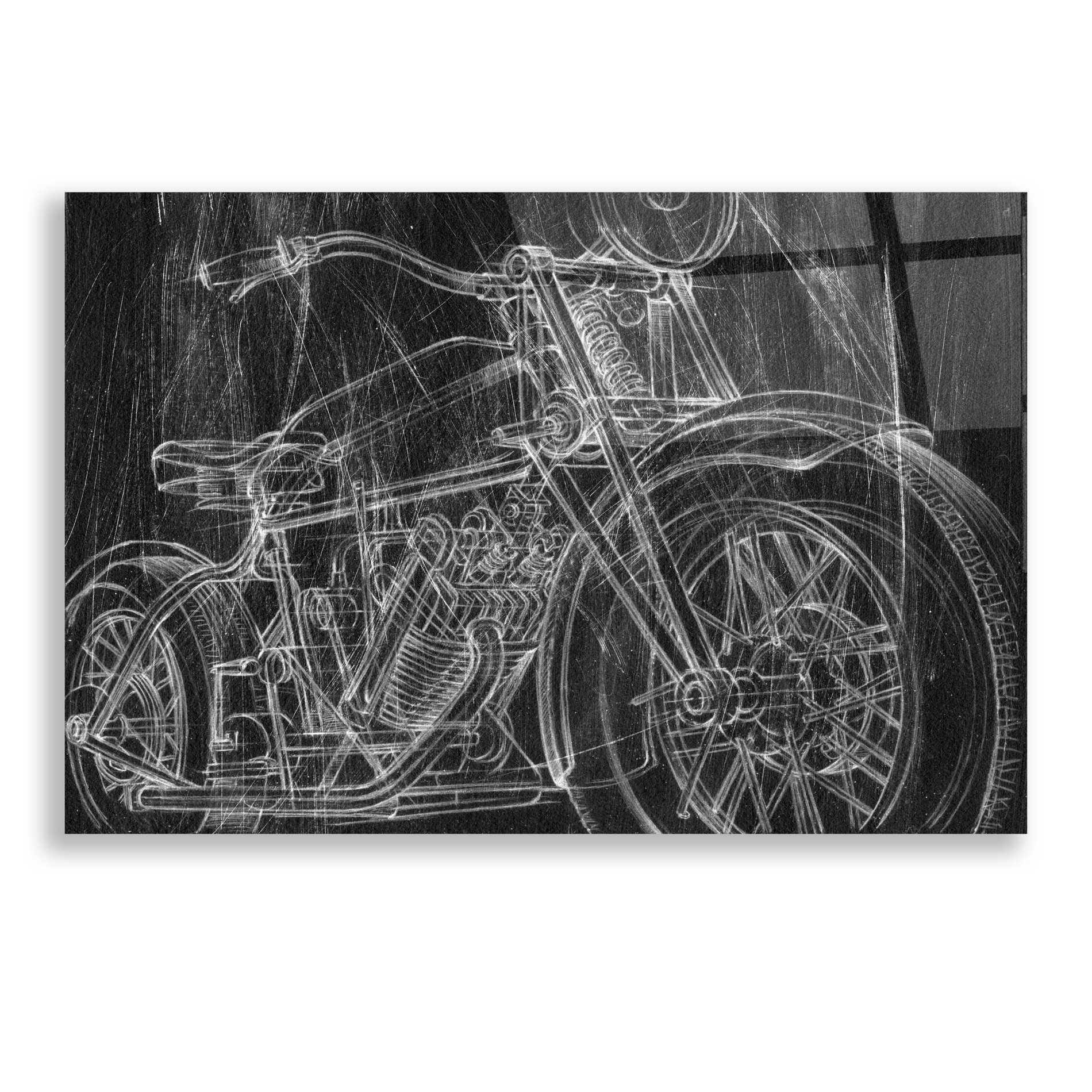 Epic Art 'Motorcycle Mechanical Sketch I' by Ethan Harper, Acrylic Glass Wall Art,24x16