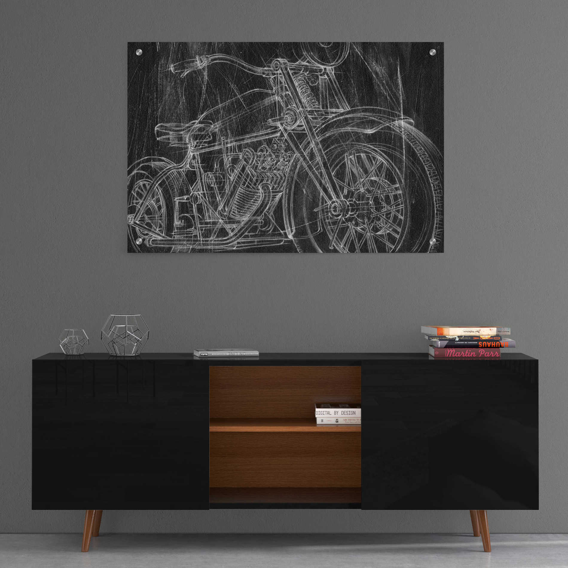 Epic Art 'Motorcycle Mechanical Sketch I' by Ethan Harper, Acrylic Glass Wall Art,36x24