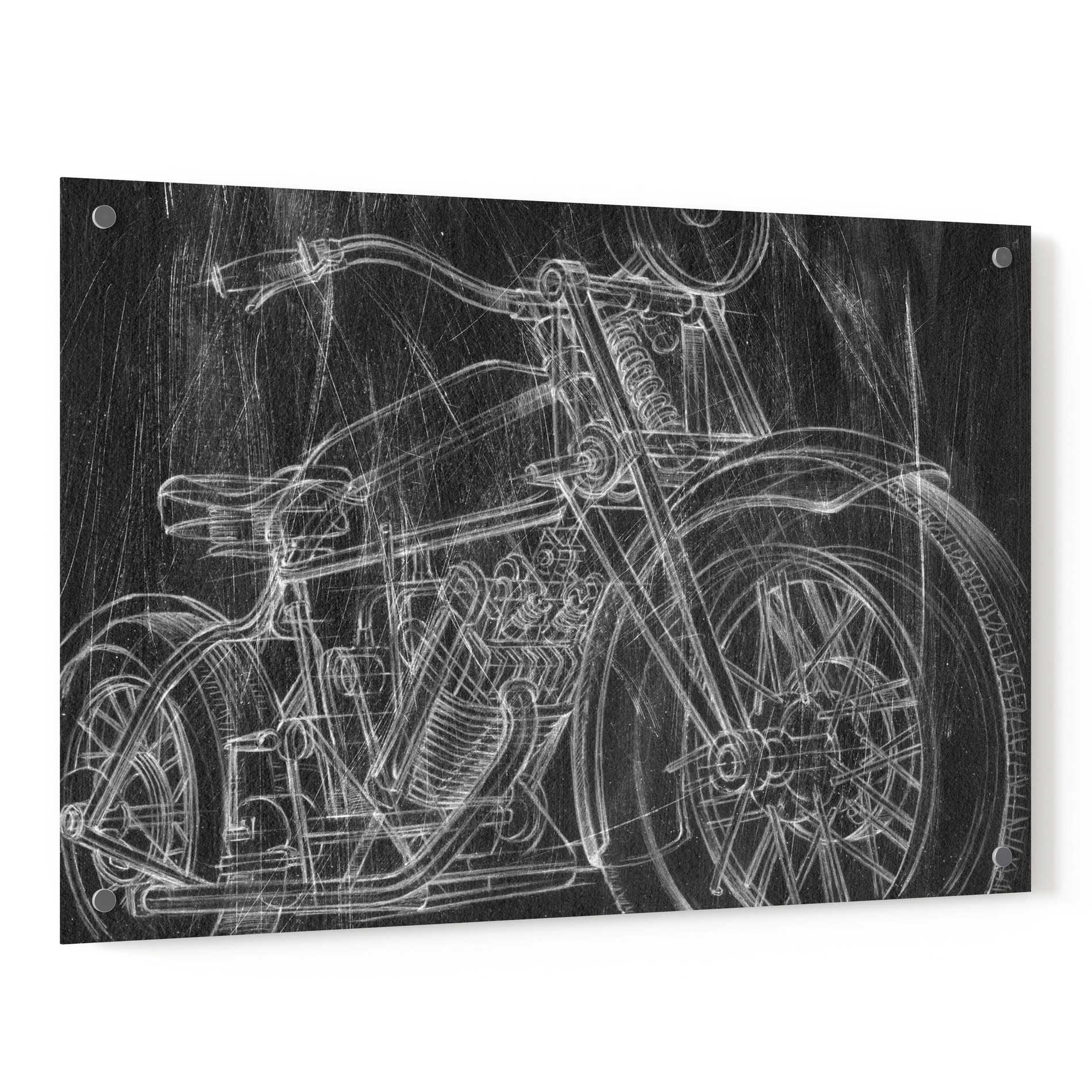 Epic Art 'Motorcycle Mechanical Sketch I' by Ethan Harper, Acrylic Glass Wall Art,36x24