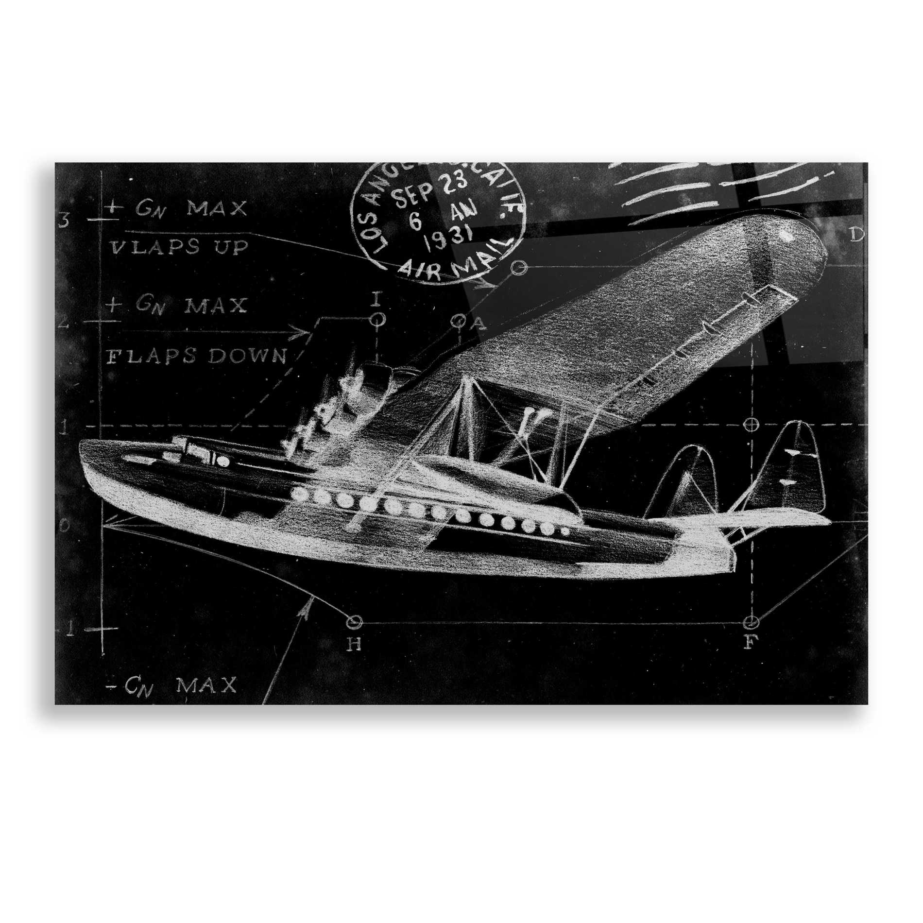 Epic Art 'Flight Schematic III' by Ethan Harper, Acrylic Glass Wall Art,24x16