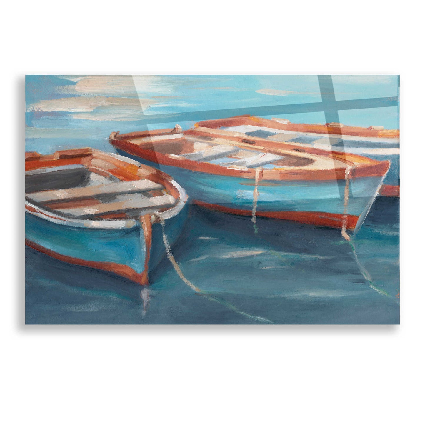 Epic Art 'Tethered Row Boats II' by Ethan Harper, Acrylic Glass Wall Art,16x12