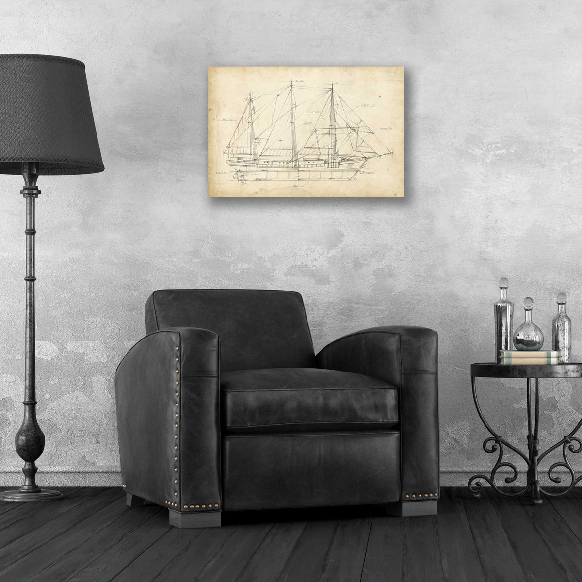 Epic Art 'Sailboat Blueprint II' by Ethan Harper, Acrylic Glass Wall Art,24x16