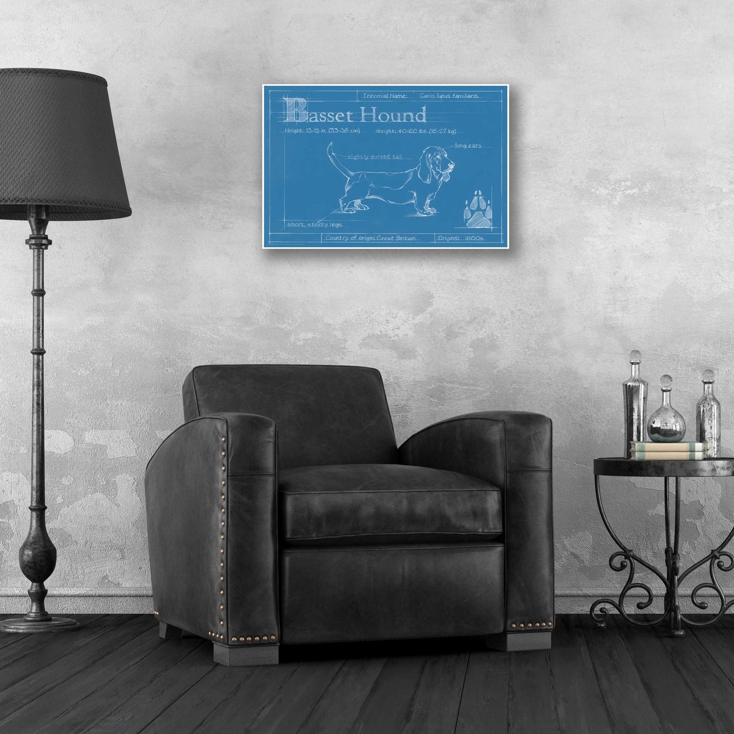 Epic Art 'Blueprint Basset Hound' by Ethan Harper, Acrylic Glass Wall Art,24x16