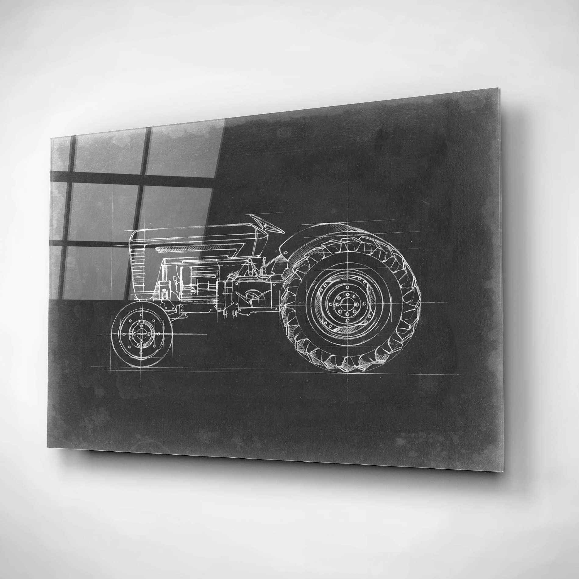 Epic Art 'Tractor Blueprint I' by Ethan Harper, Acrylic Glass Wall Art,16x12