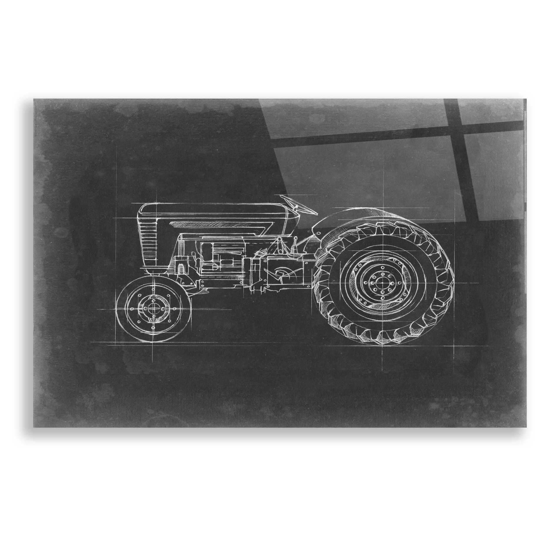Epic Art 'Tractor Blueprint I' by Ethan Harper, Acrylic Glass Wall Art,24x16