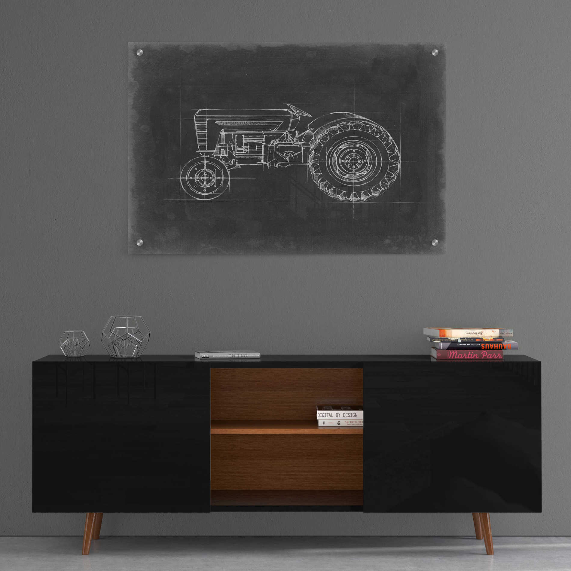 Epic Art 'Tractor Blueprint I' by Ethan Harper, Acrylic Glass Wall Art,36x24