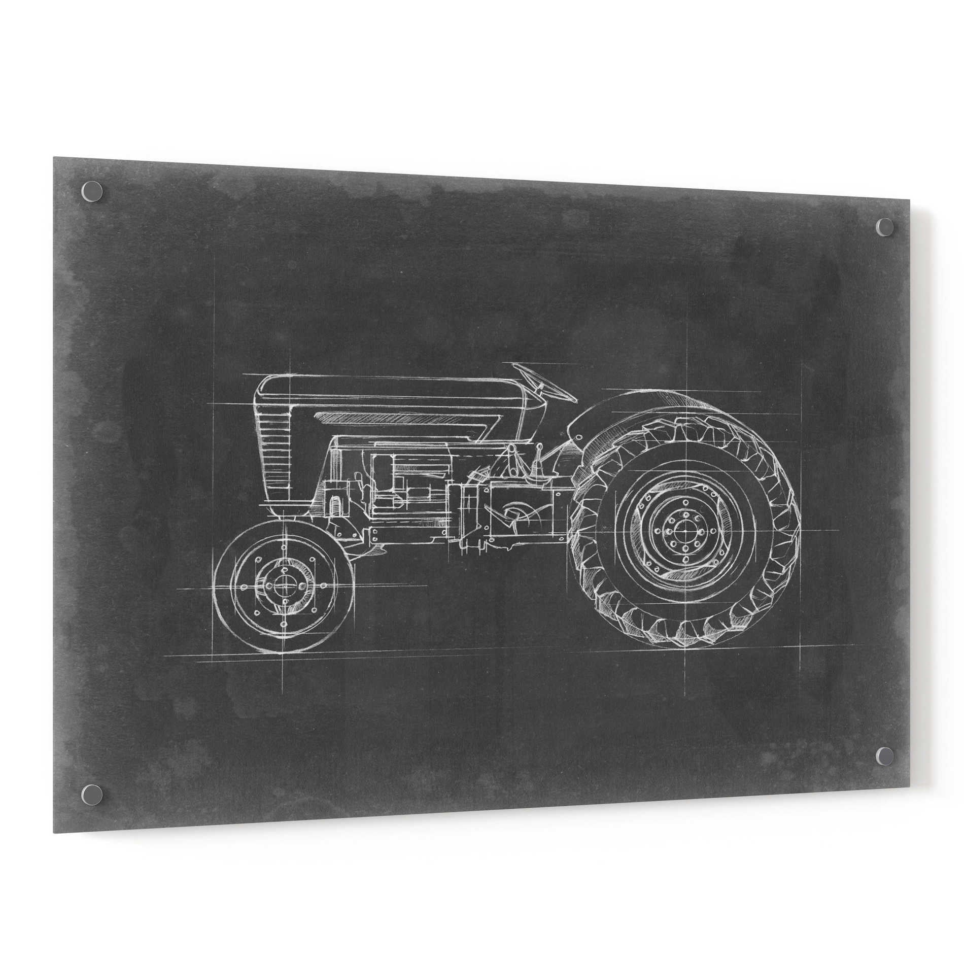 Epic Art 'Tractor Blueprint I' by Ethan Harper, Acrylic Glass Wall Art,36x24