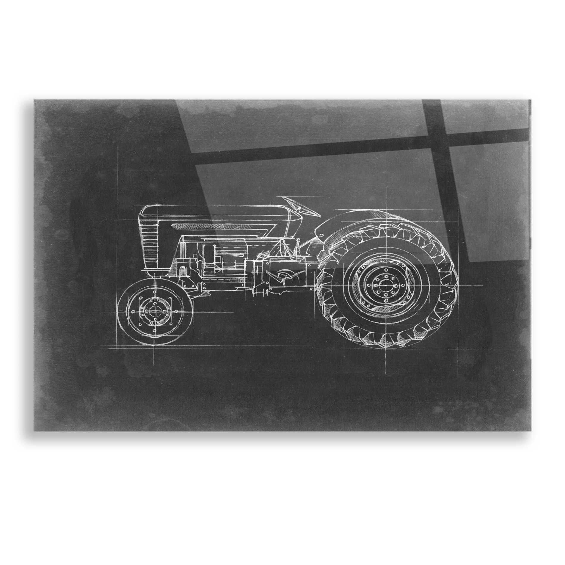 Epic Art 'Tractor Blueprint I' by Ethan Harper, Acrylic Glass Wall Art