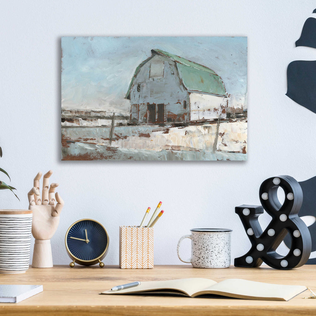 Epic Art 'Plein Air Barn I' by Ethan Harper, Acrylic Glass Wall Art,16x12