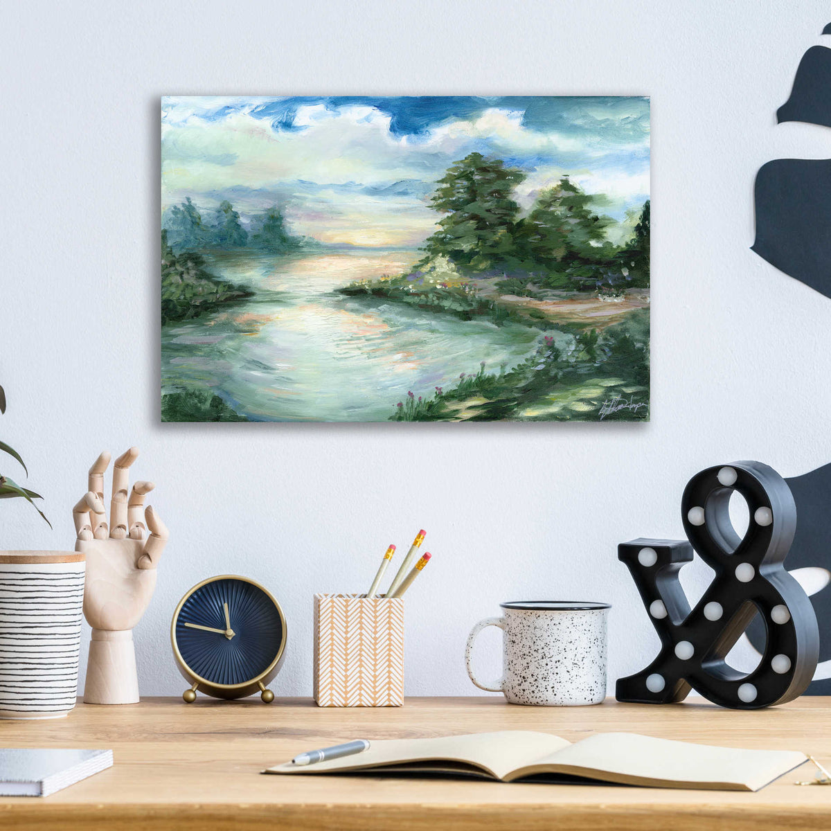 Epic Art 'Cerulean Sunrise' by Ethan Harper, Acrylic Glass Wall Art,16x12