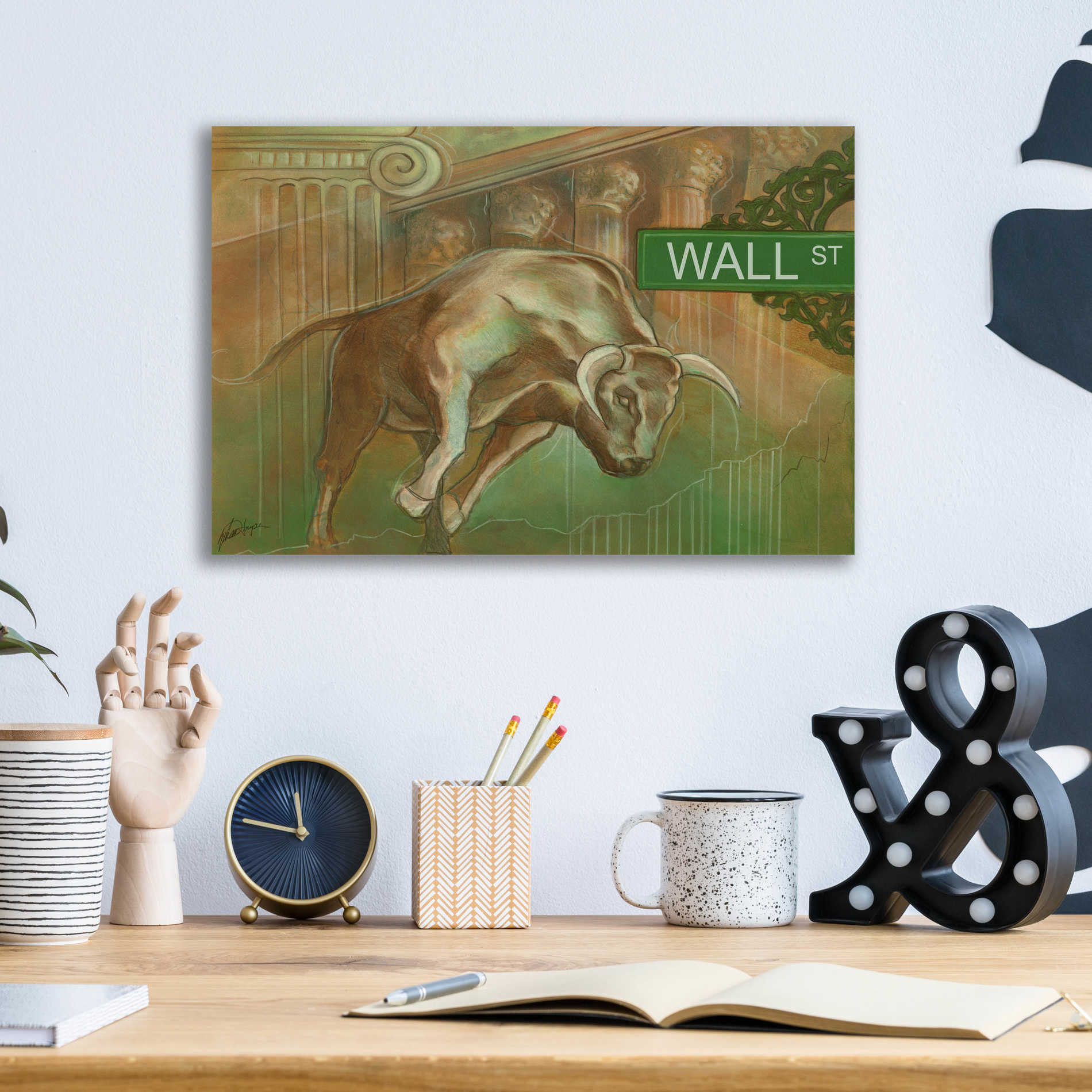 Epic Art 'Bull Market' by Ethan Harper, Acrylic Glass Wall Art,16x12