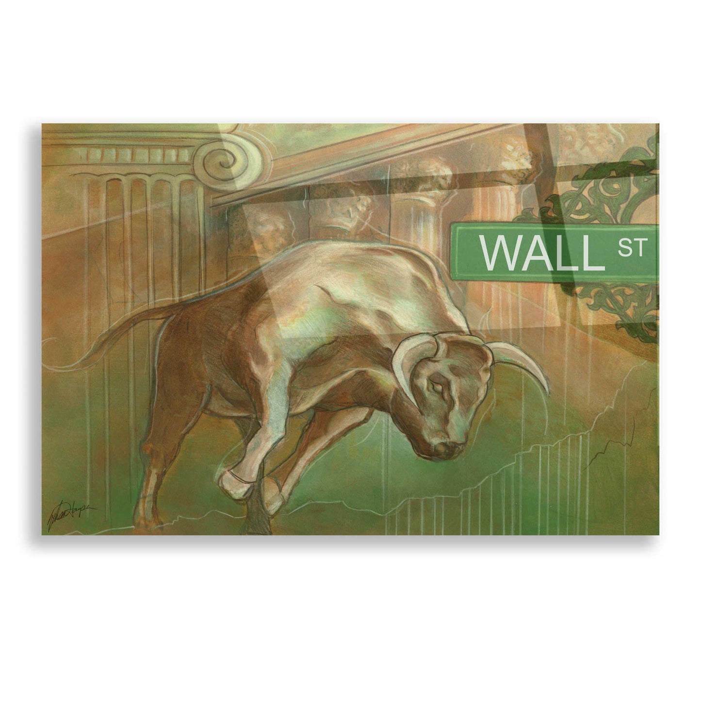 Epic Art 'Bull Market' by Ethan Harper, Acrylic Glass Wall Art,16x12