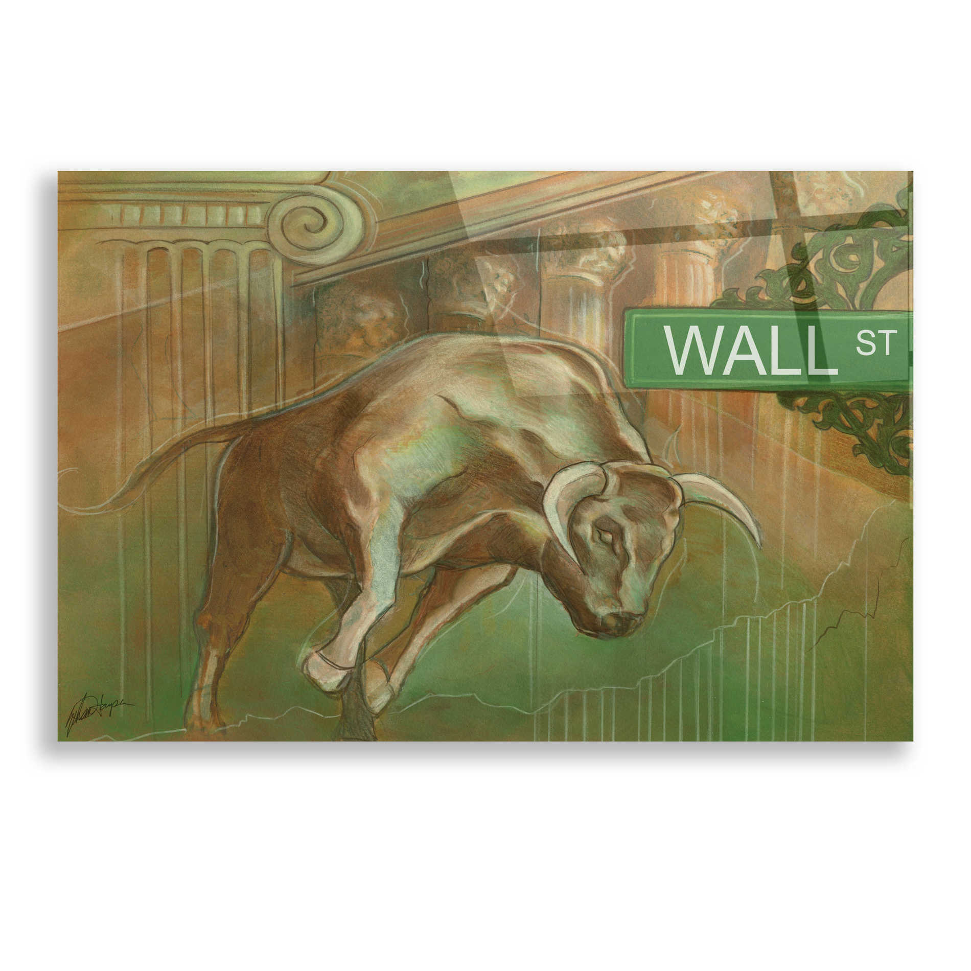 Epic Art 'Bull Market' by Ethan Harper, Acrylic Glass Wall Art,24x16