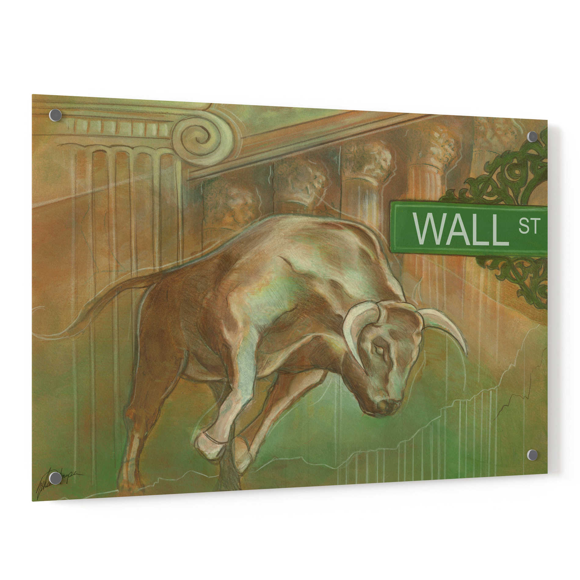 Epic Art 'Bull Market' by Ethan Harper, Acrylic Glass Wall Art,36x24